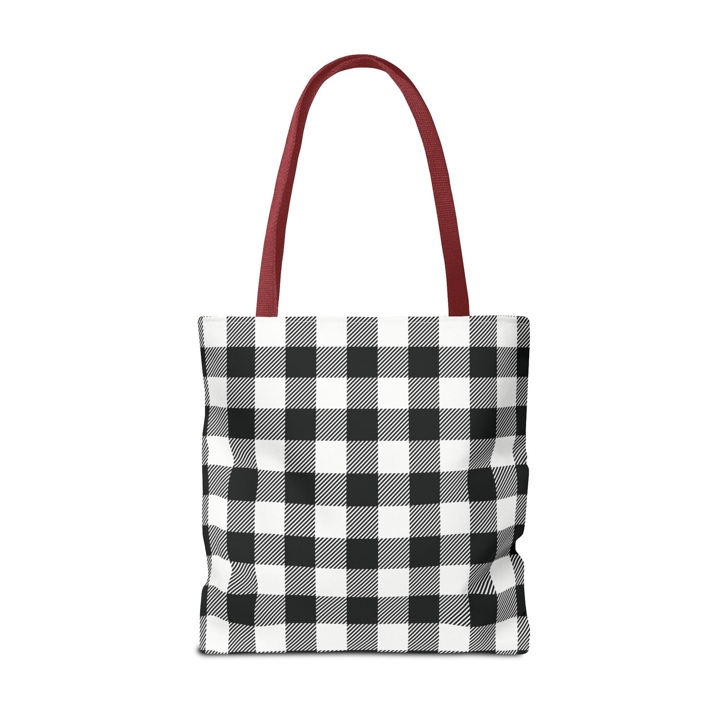 Black White Buffalo Plaid Canvas Tote Bag Personalized Reusable Shopping Bag - Saiko Studio