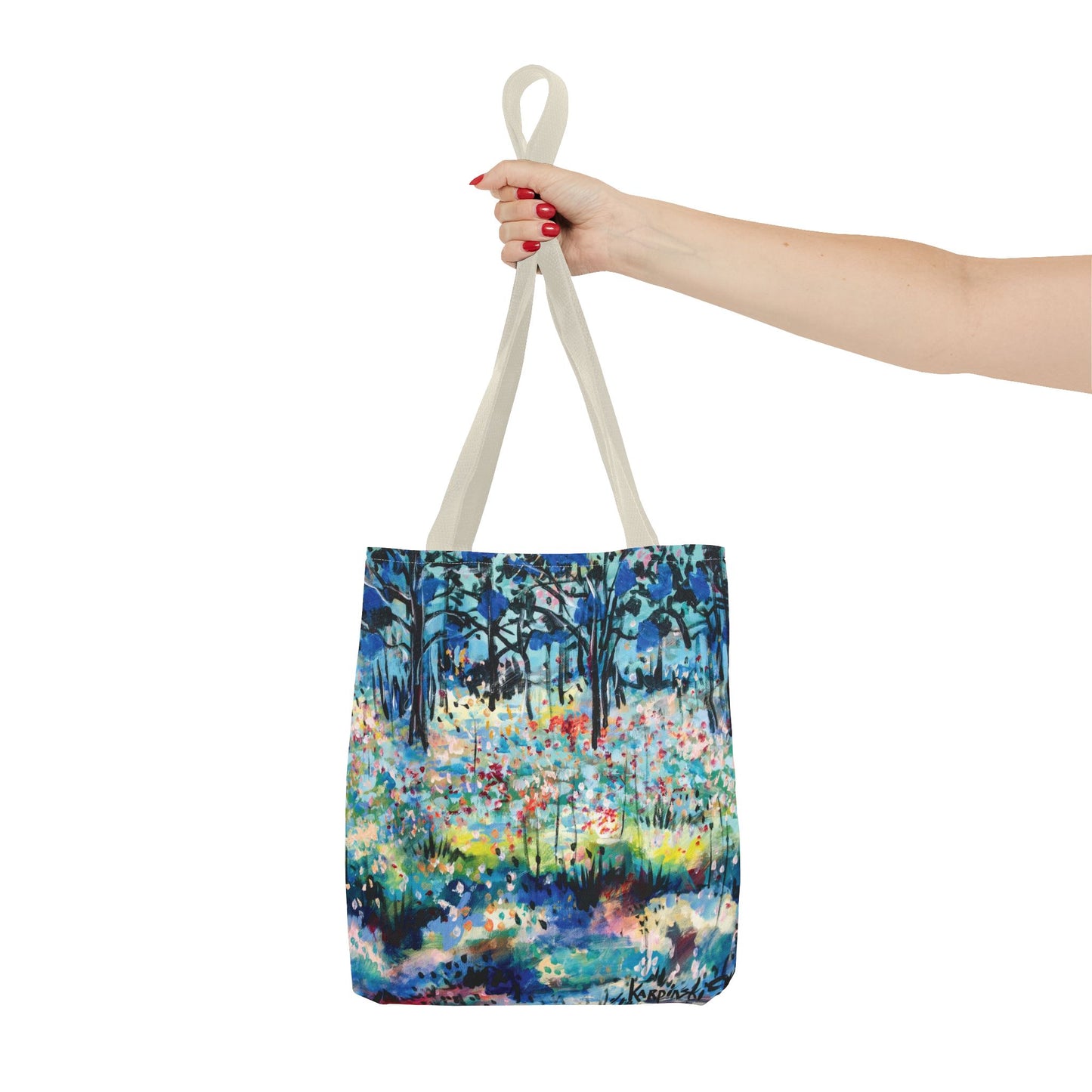 Landscape Tree Nature Art Tote Bag Canvas Shopping Bag - Dotted Landscape by Leslie Karpinski