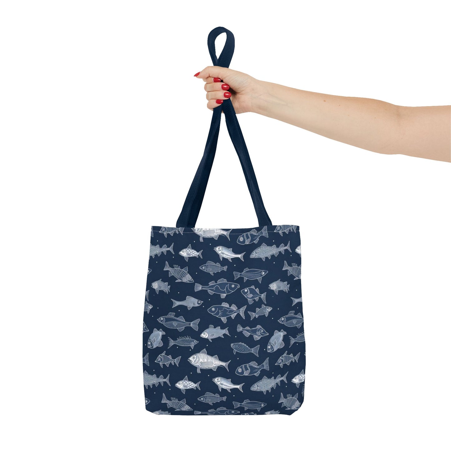 Fish Print Canvas Tote Bag Reusable Shopping Bag - Saiko Studio