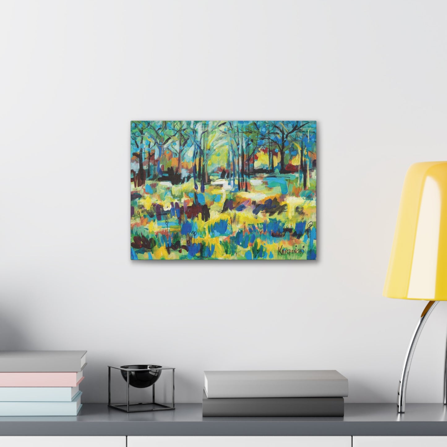 Landscape Canvas Art Nature Tree Abstract Artwork - Color Blast Through Trees By Leslie Karpinski