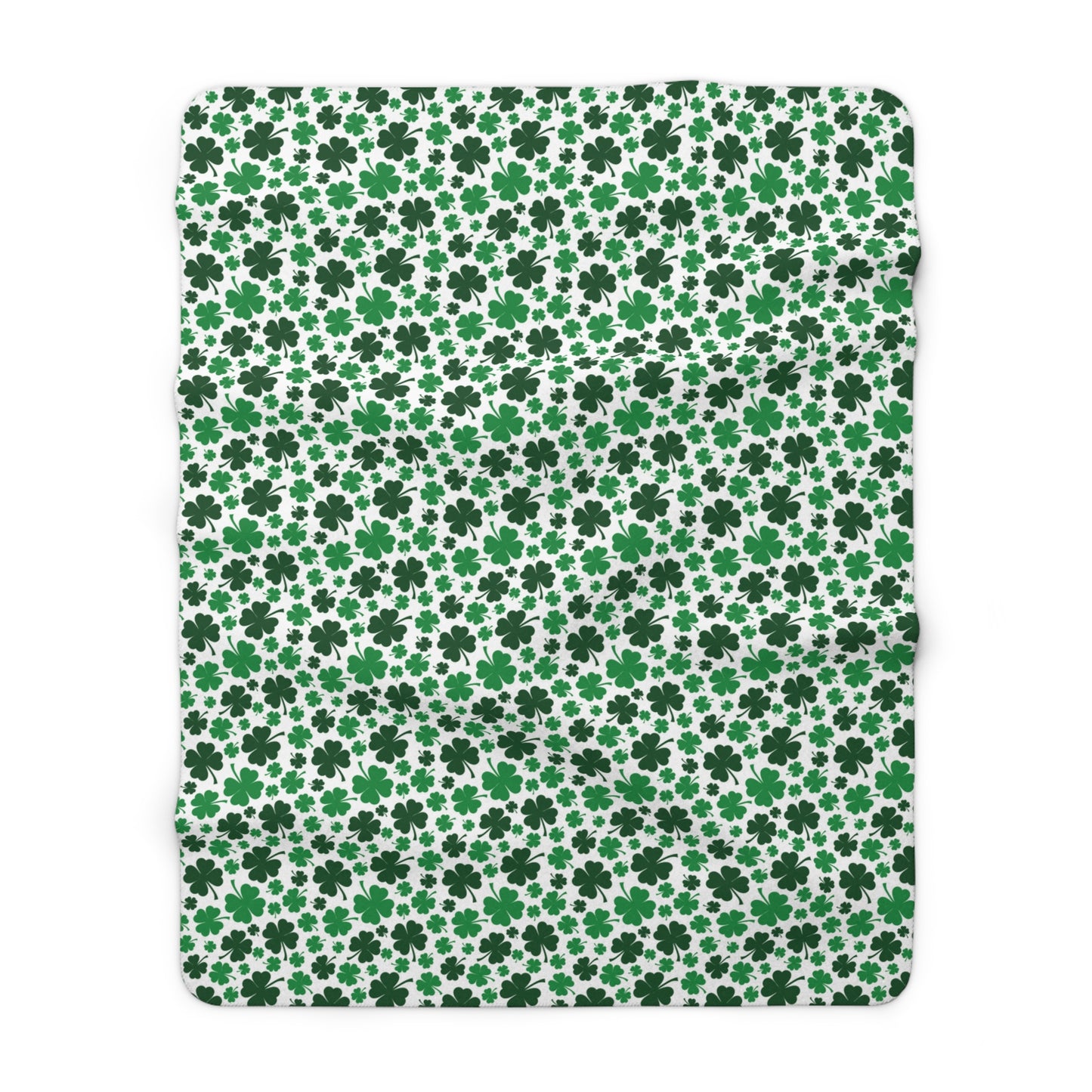 Green White Shamrock 4 Leaf Clover St Patricks Day Sherpa Fleece Sofa Blanket - Saiko Studio