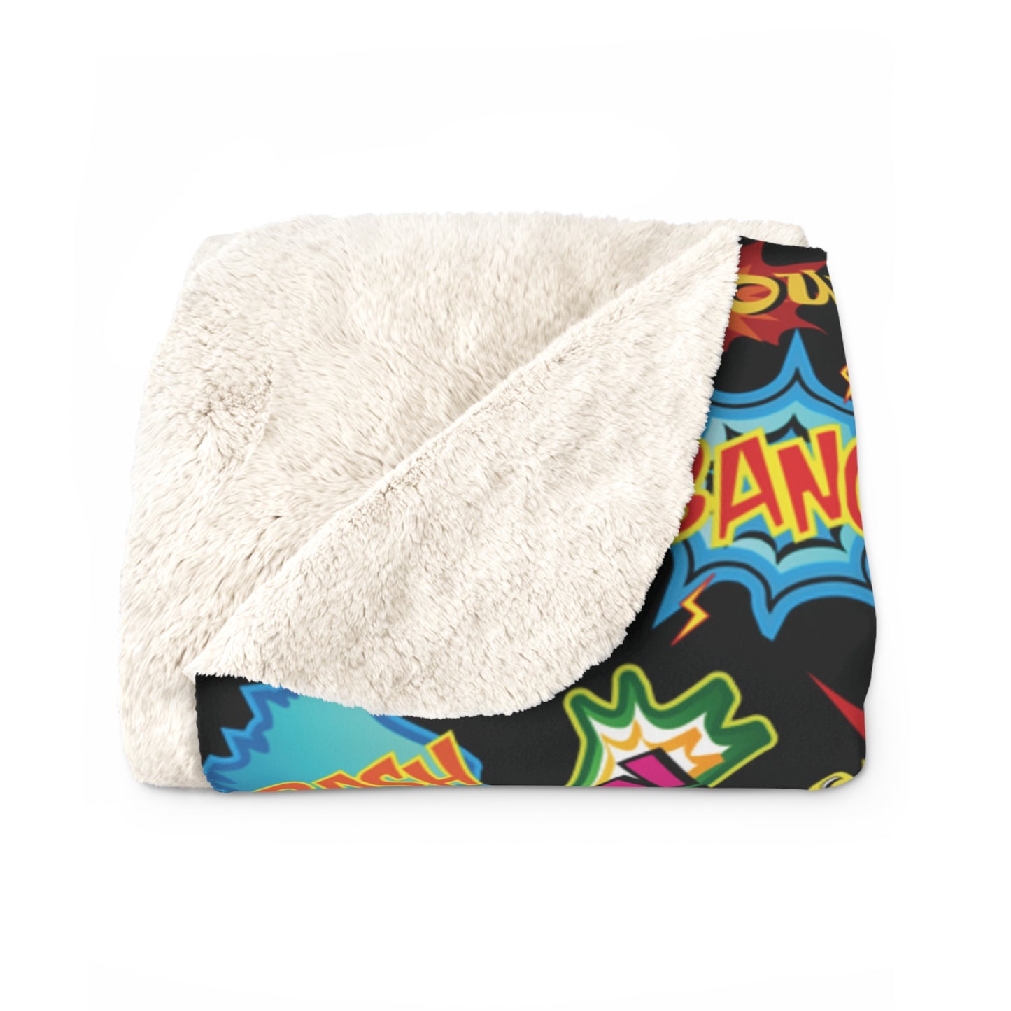 Comic Book Action Words Sherpa Fleece Blanket - Saiko Studio