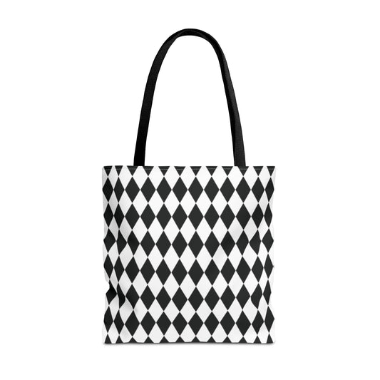 Harlequin Canvas Tote Bag Diamond Print Reusable Shopping Bag - Saiko Studio