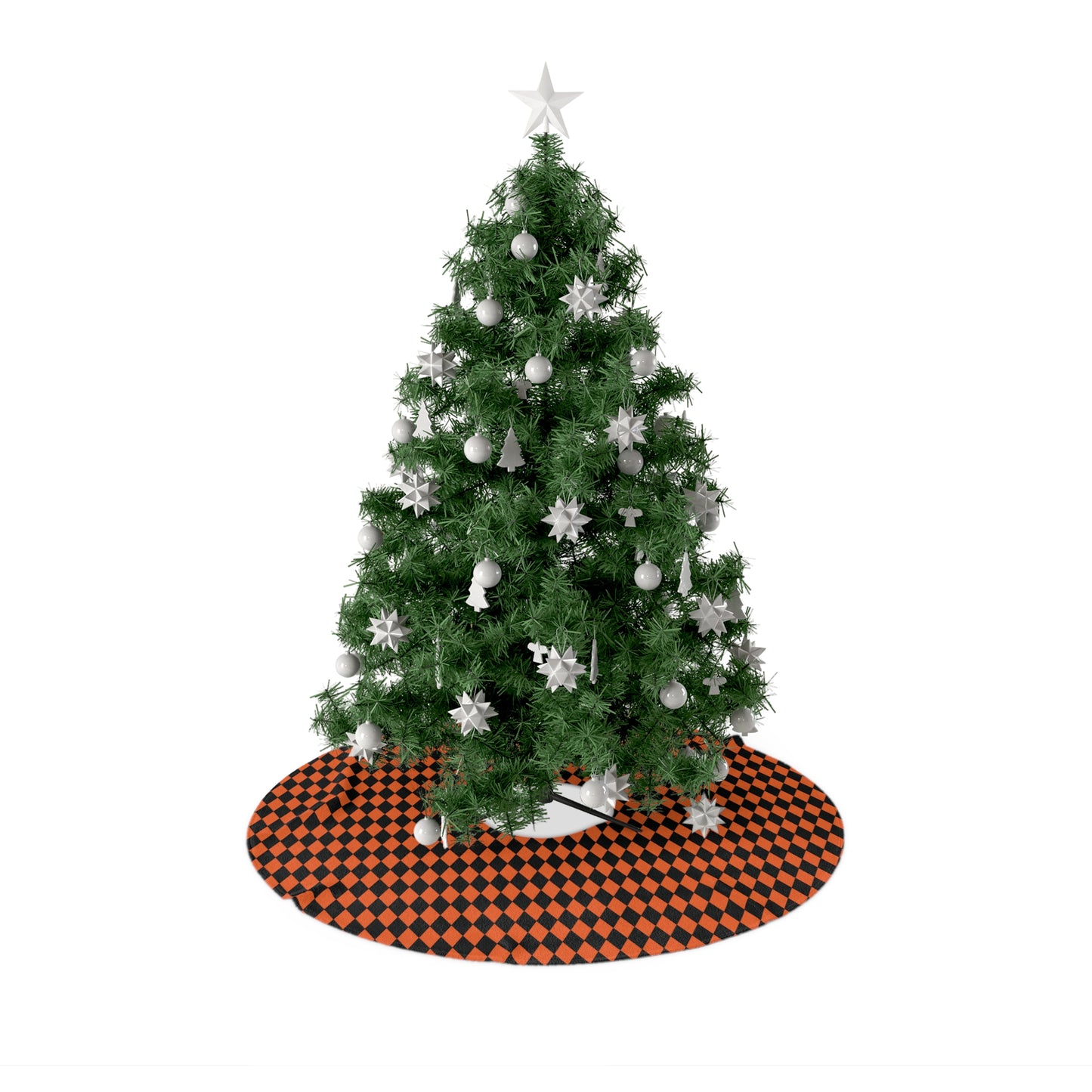 Orange Black Harlequin Halloween Tree Skirt Decoration - Saiko Studio