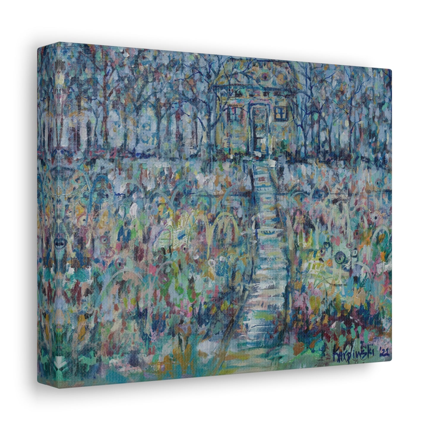 Colorful Tree Abstract Landscape Canvas Art Wall Decor Artwork - Climbing to a Higher Place By Leslie Karpinski
