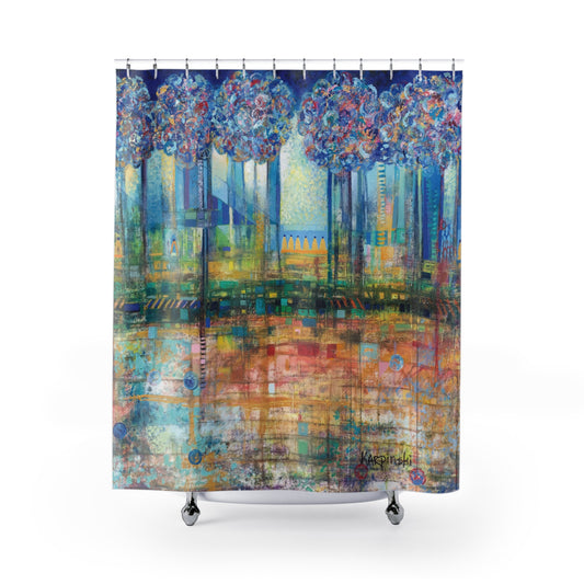 Abstract Landscape Art Nature Shower Curtain - Rise up to the Gates by Leslie Karpinski