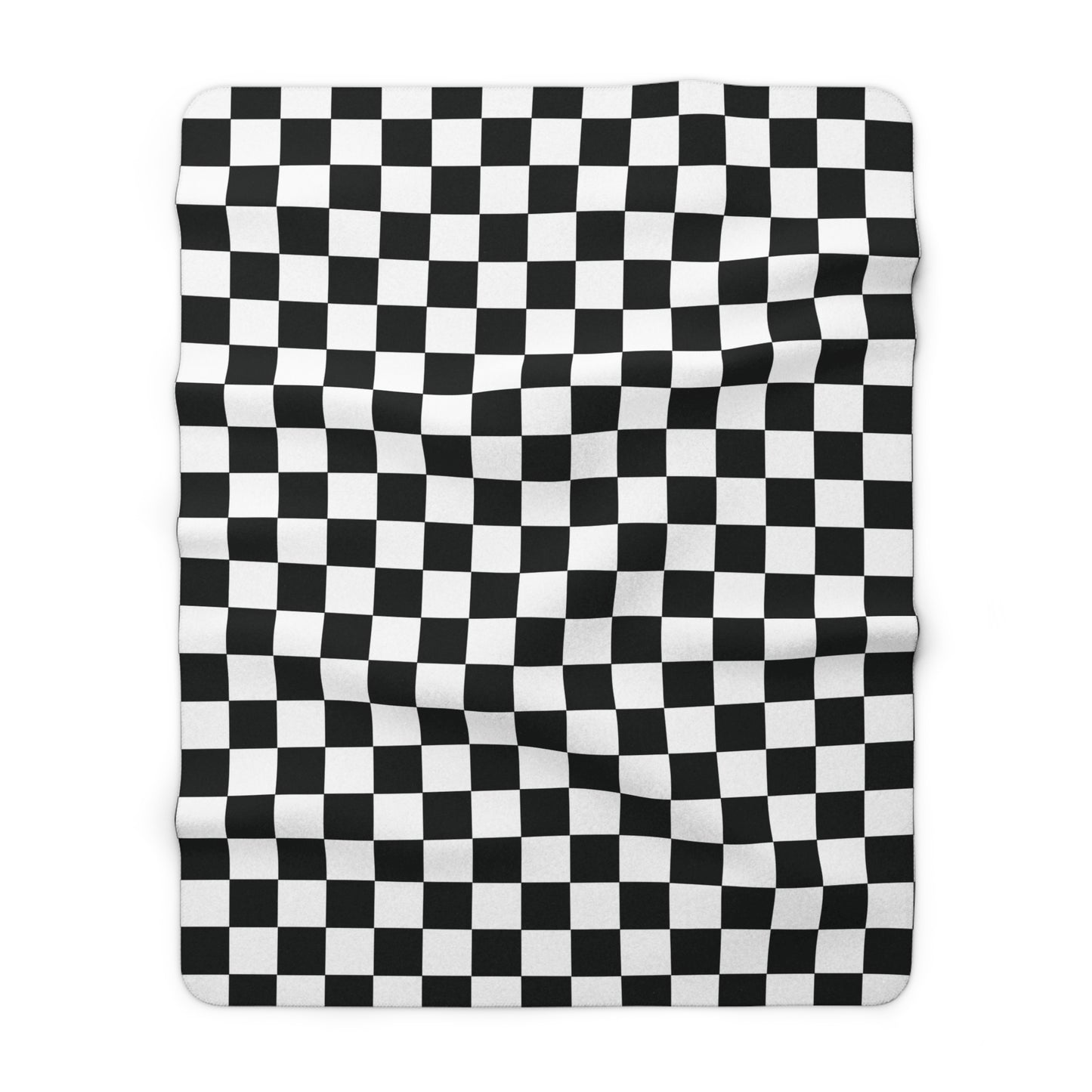 Black White Checkerboard Sherpa Fleece Blanket - Saiko Studio