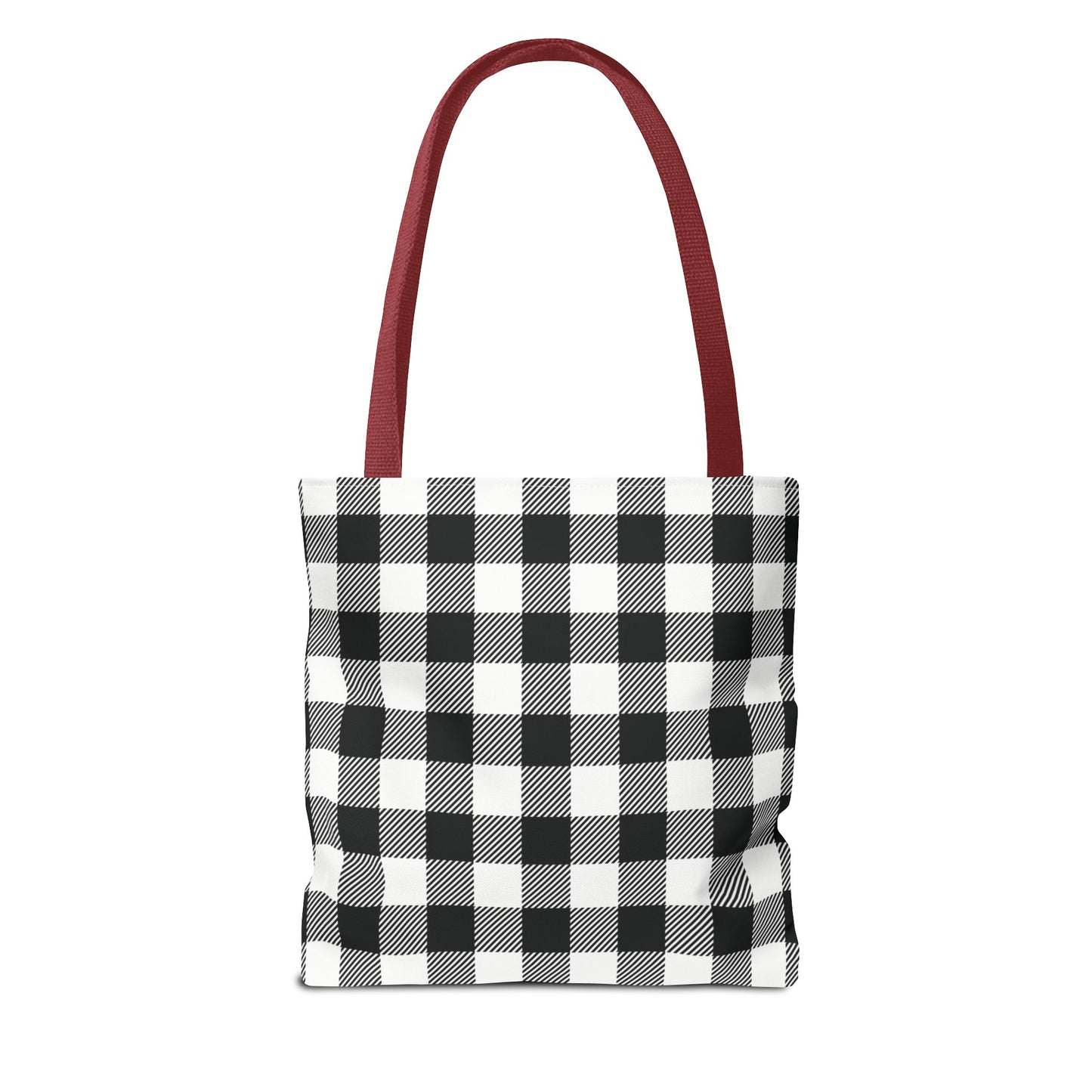 Black White Buffalo Plaid Canvas Tote Bag Personalized Reusable Shopping Bag - Saiko Studio