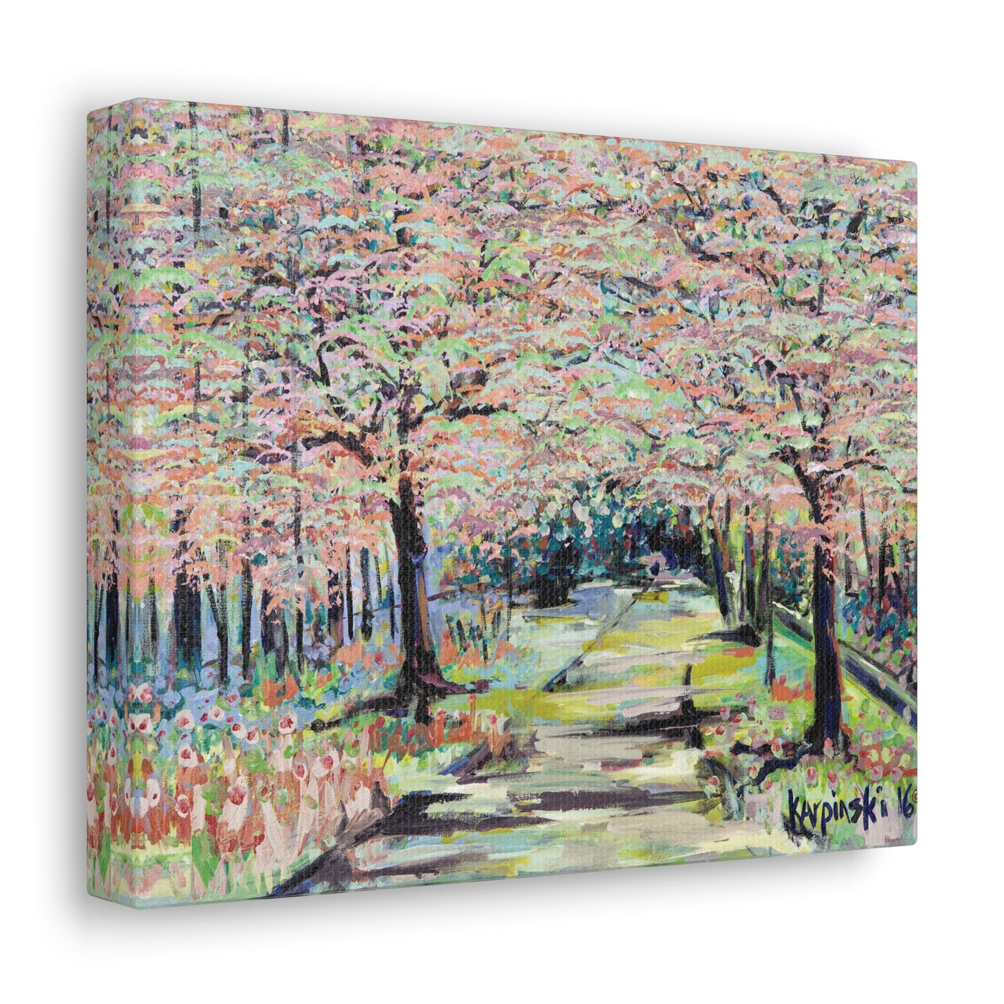 Nature Flowers Tree Canvas Art Print Wall Decor Painting - Path in Reynolda Gardens by Leslie Karpinski