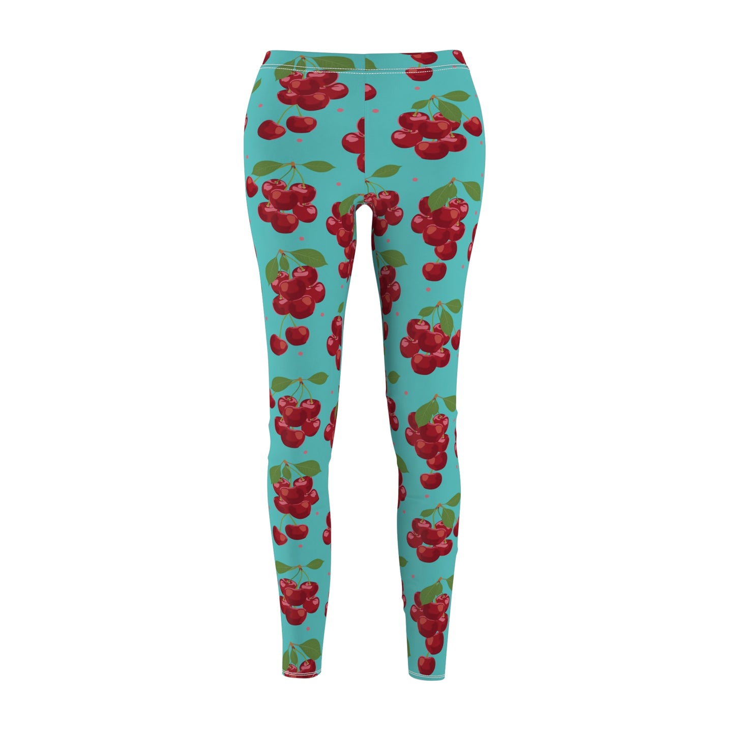 Cherry Print Womens Long Leggings Fruit Stretch Yoga Pants - Saiko Studio