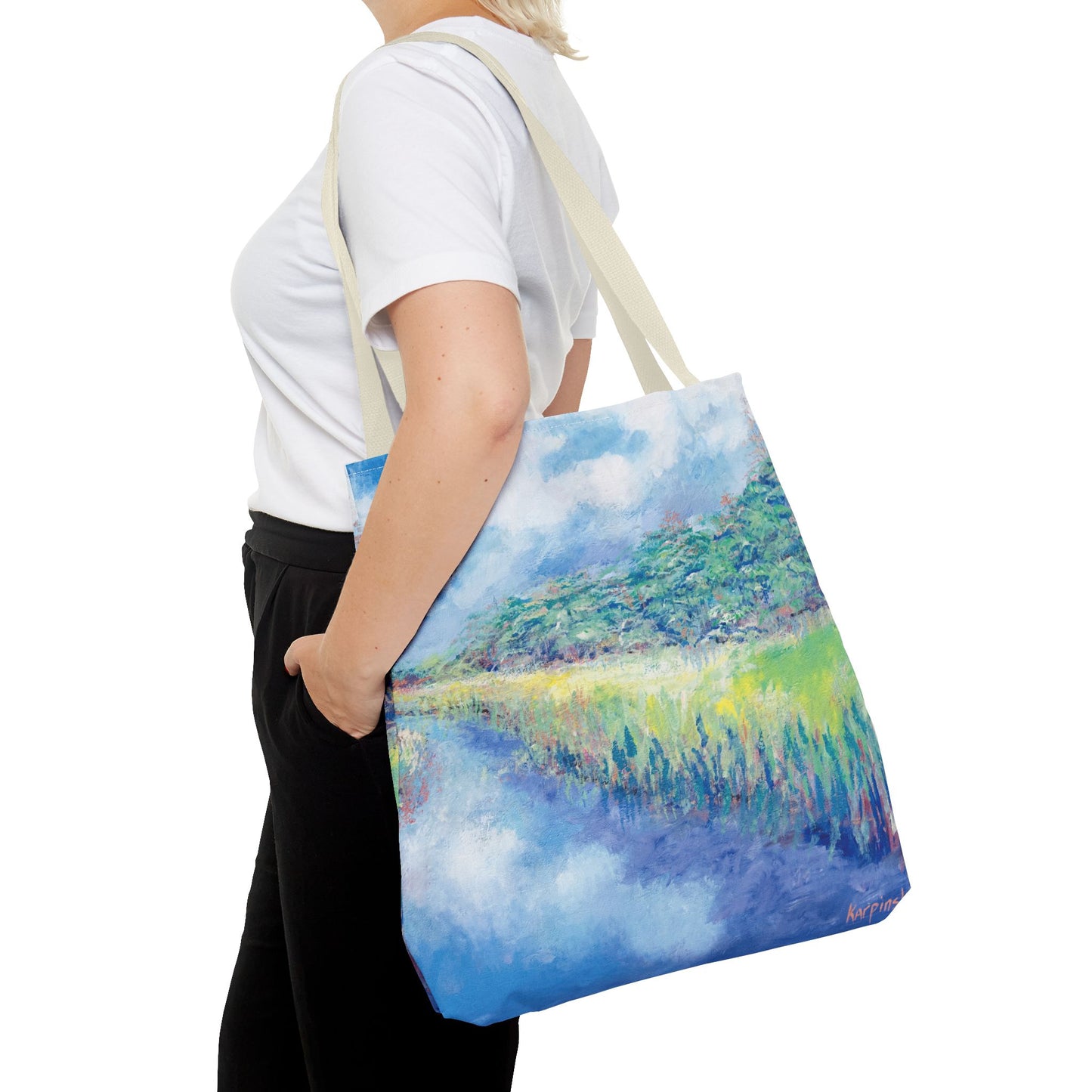 Waterscape Landscape Art Tote Bag Canvas Shopping Bag - Davis Canal - Leslie Karpinski