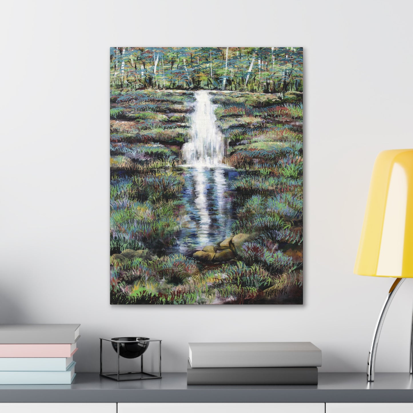 Waterfall Nature Canvas Art Print - Leslie Karpinski