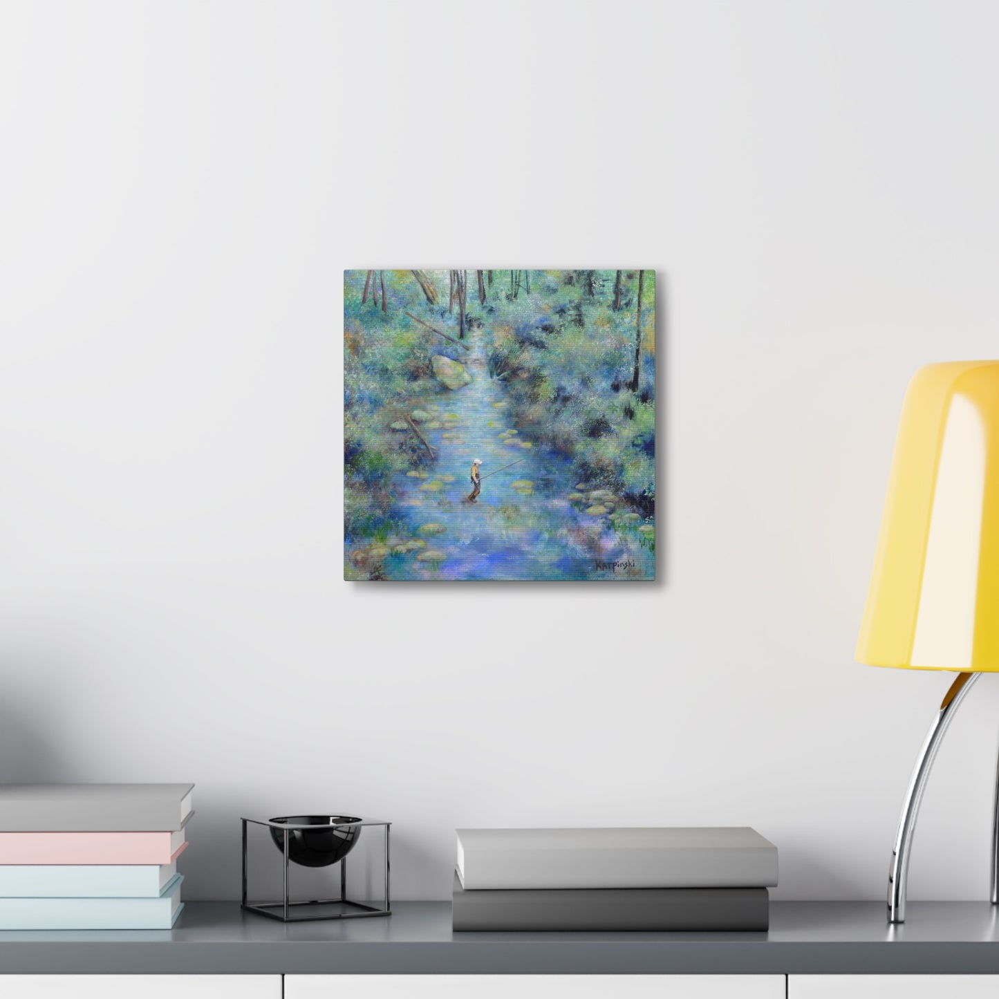 Fishing Nature River Landscape Canvas Art Print - River Wonders by Leslie Karpinski
