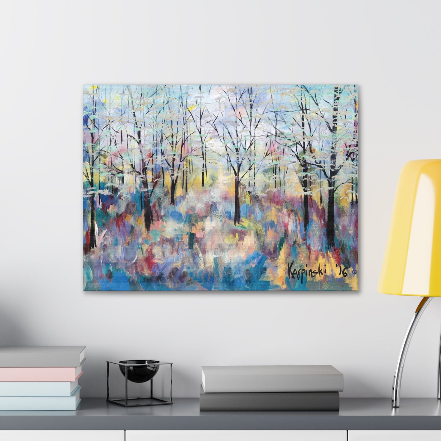 Landscape Nature Canvas Abstract Artwork Colorful Tree Art - Blue Ridge Parkway by Leslie Karpinski