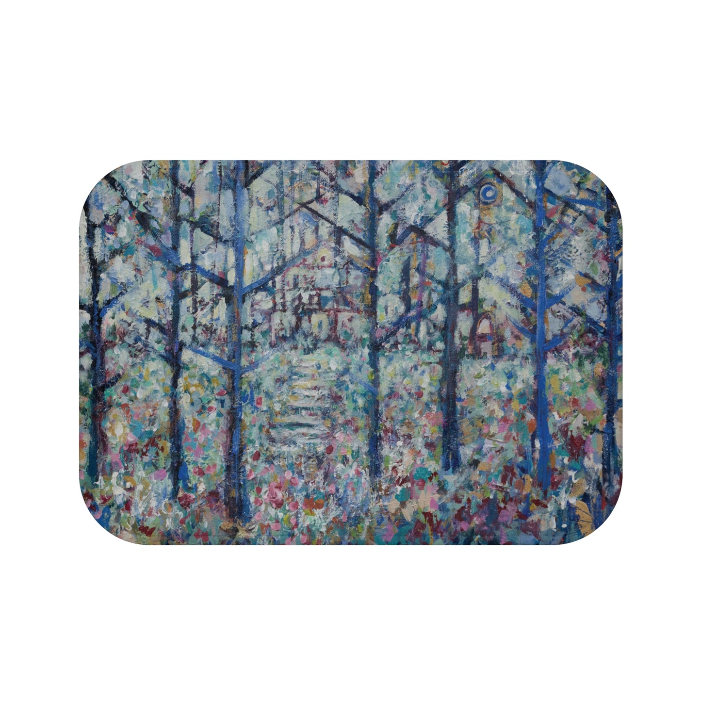 Landscape Forest Tree Forest Memory Foam Non Slip Bath Mat - Stairs 2 Home by Leslie Karpinski