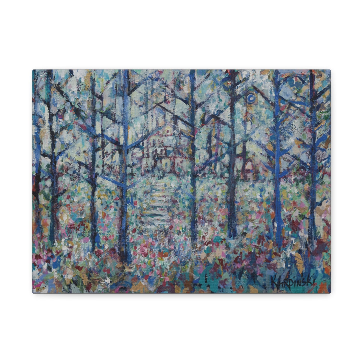 Colorful Landscape Abstract Canvas Fine Art Print Wall Artwork - Stairs to Home by Leslie Karpinski