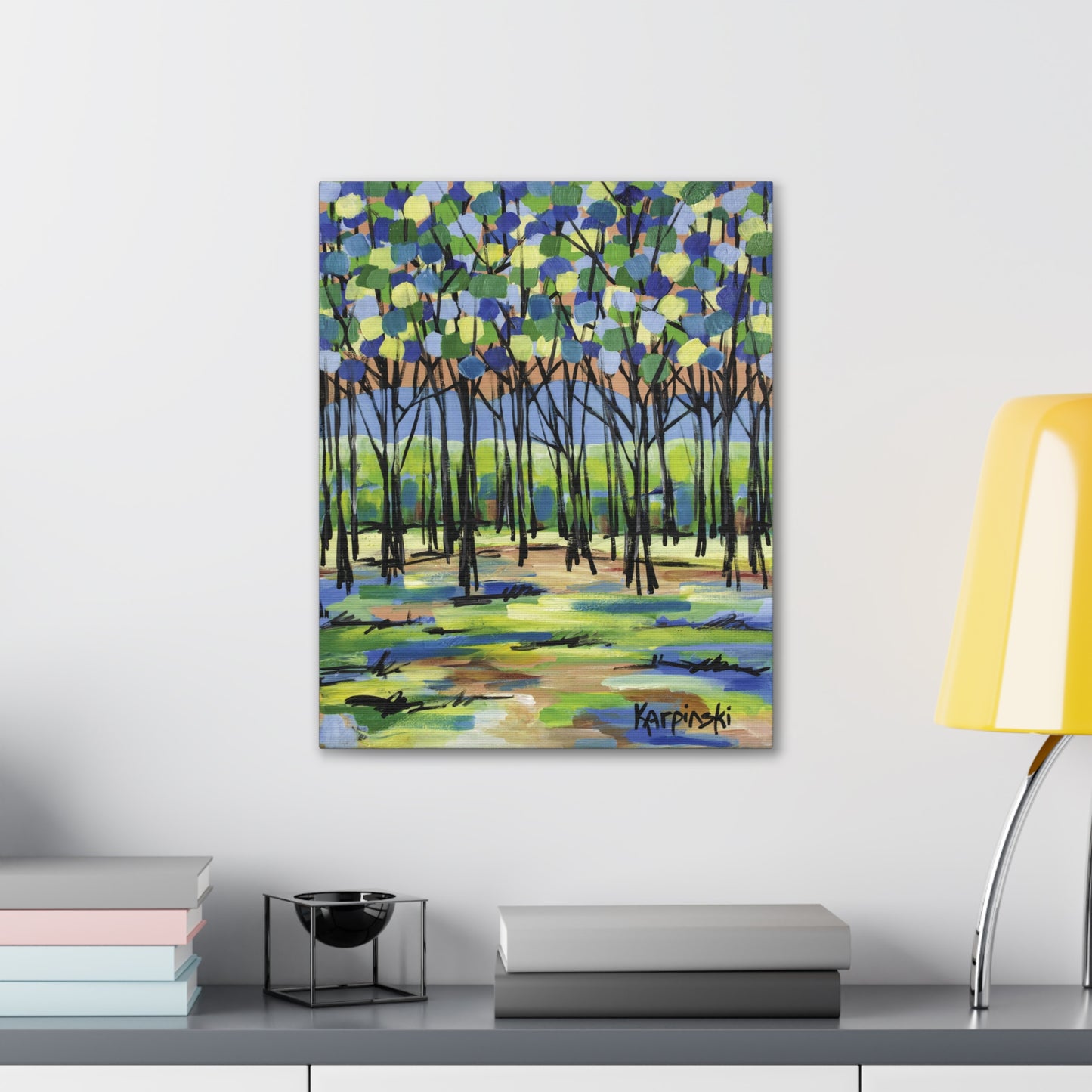 Colorful Nature Art Landscape Trees Canvas Wall Artwork - Island By Leslie Karpinski