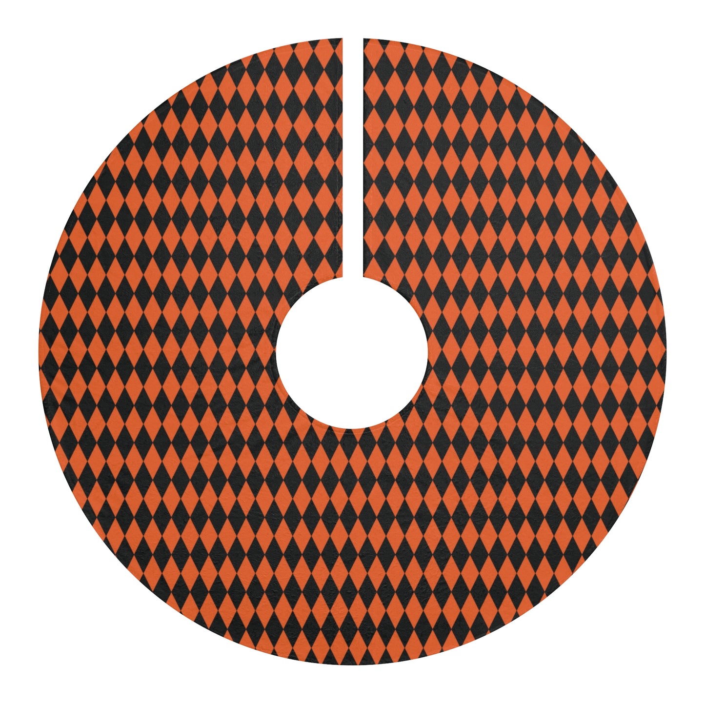 Orange Black Harlequin Halloween Tree Skirt Decoration - Saiko Studio