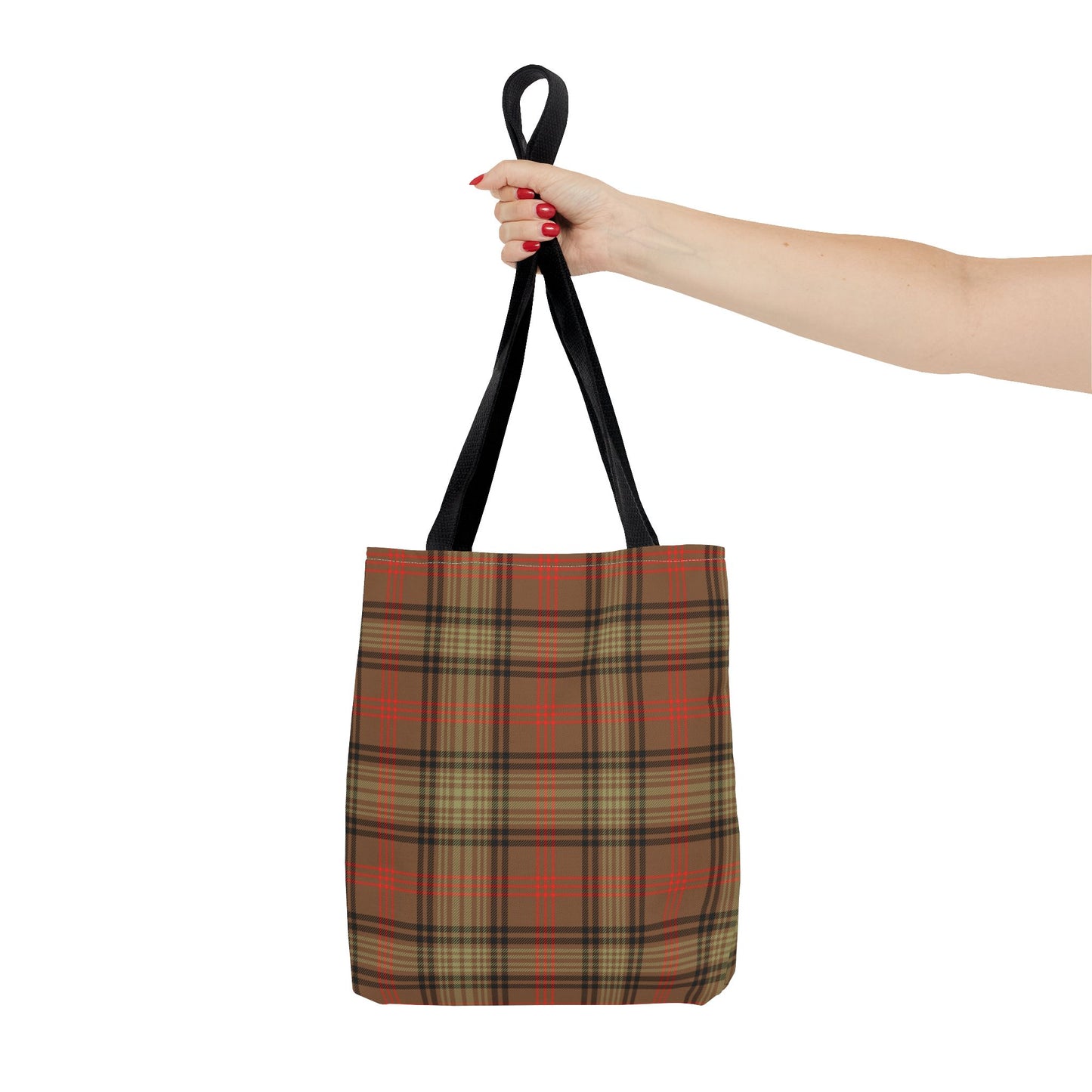 Brown Orange Tartan Plaid Canvas Tote Bag Personalized Reusable Shopping Bag - Saiko Studio