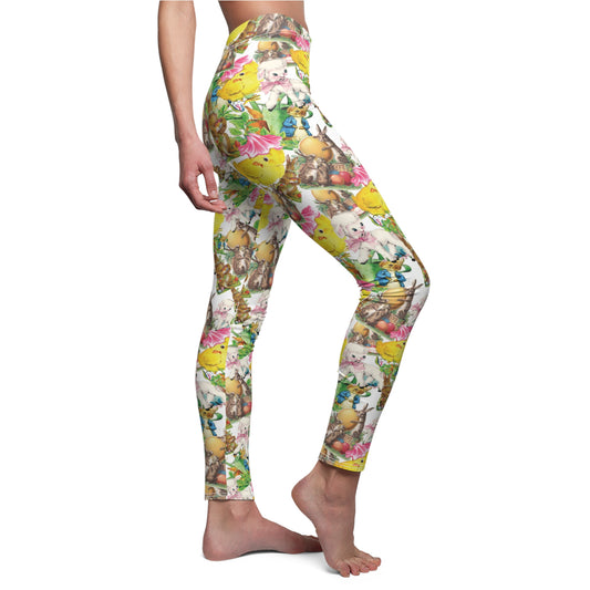 Vintage Easter Images Womens Leggingss Bunny Chick Yoga Pants - Saiko Studio