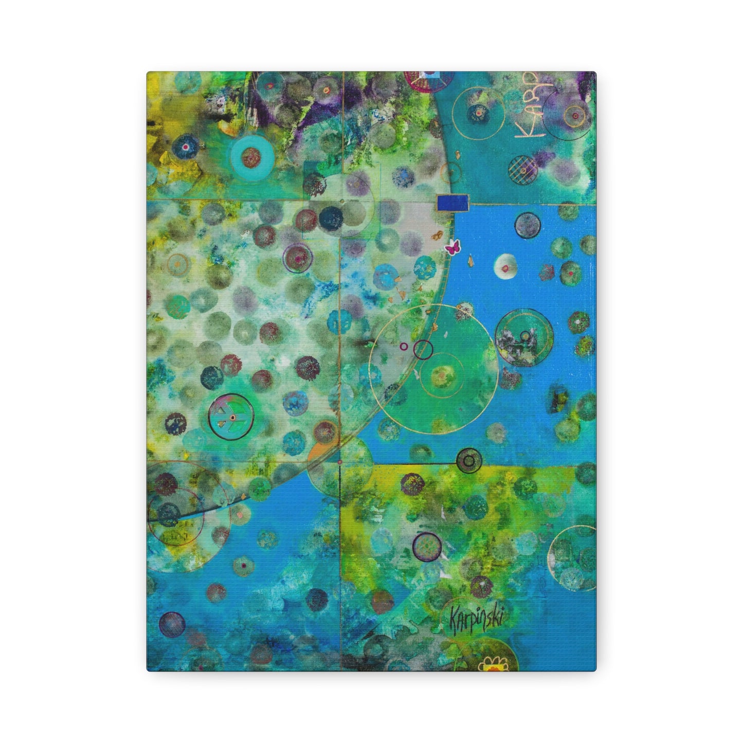 Blue Green Abstract Canvas Wall Art - Earth by Leslie Karpinski
