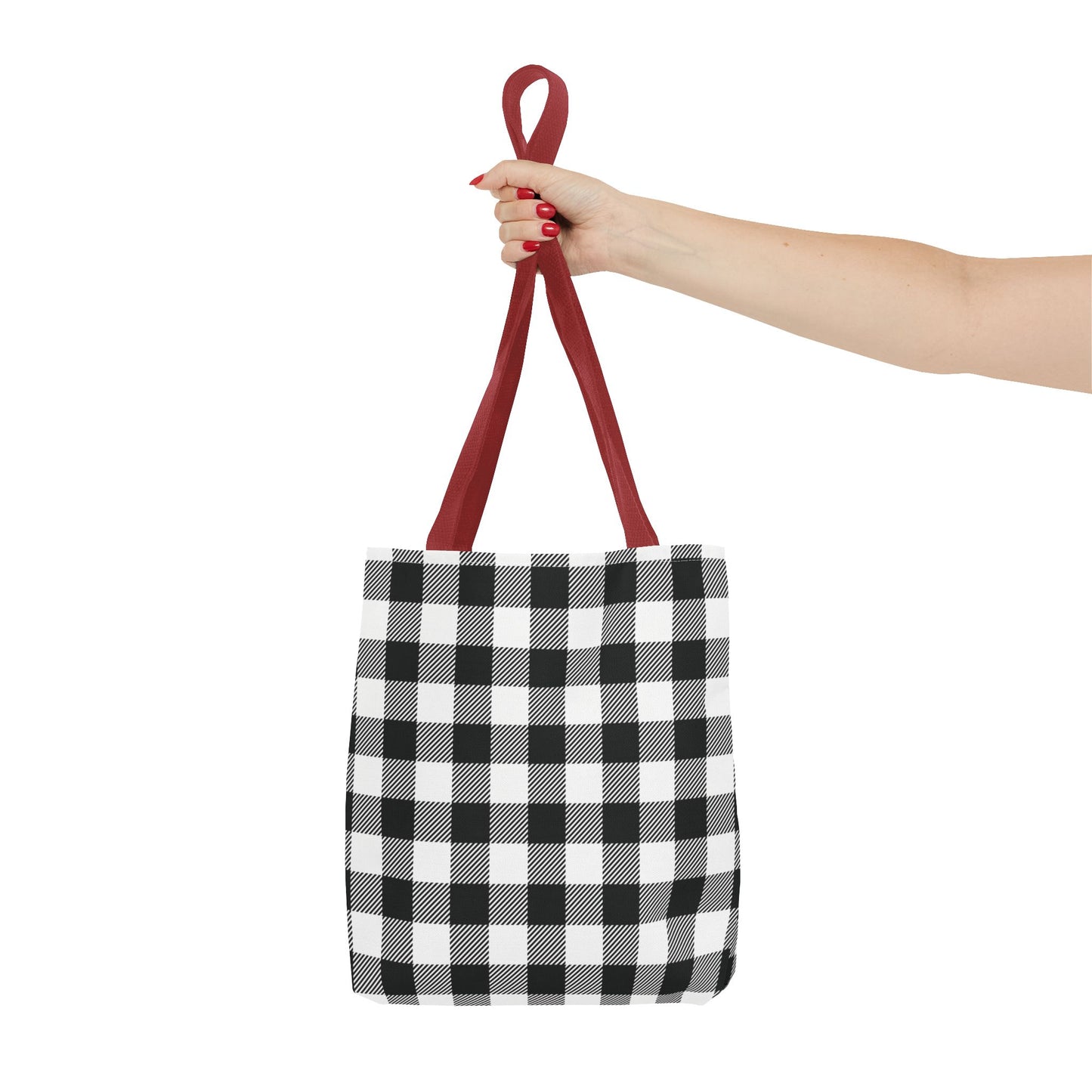Black White Buffalo Plaid Canvas Tote Bag Personalized Reusable Shopping Bag - Saiko Studio