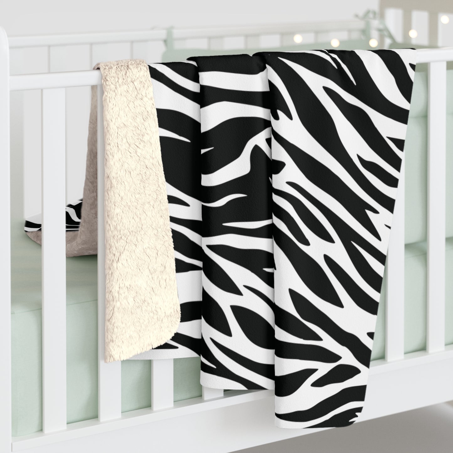 Zebra Animal Print Sherpa Fleece Sofa Blanket - Saiko Studio