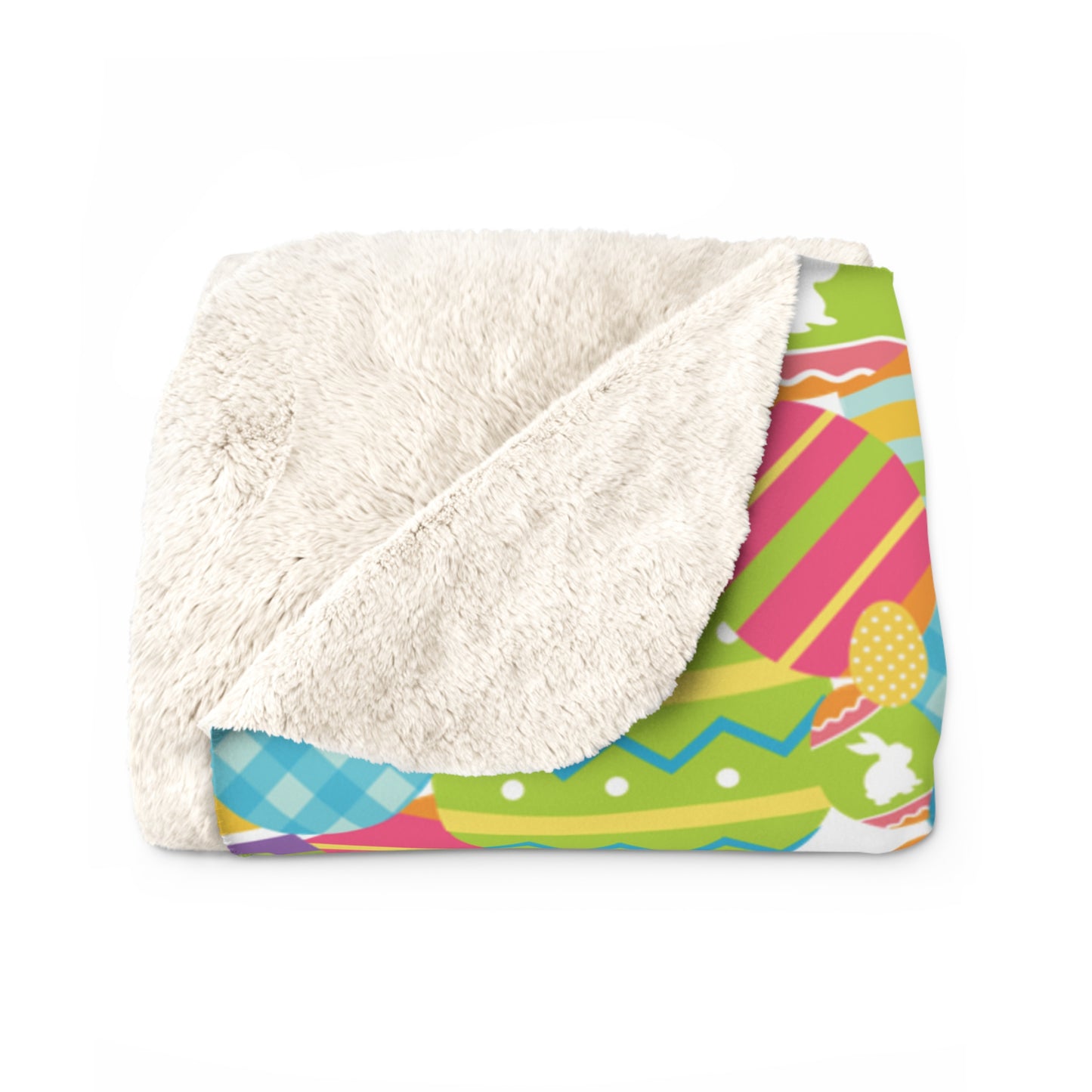 Colorful Easter Egg Spring Sherpa Fleece Sofa Blanket - Saiko Studio