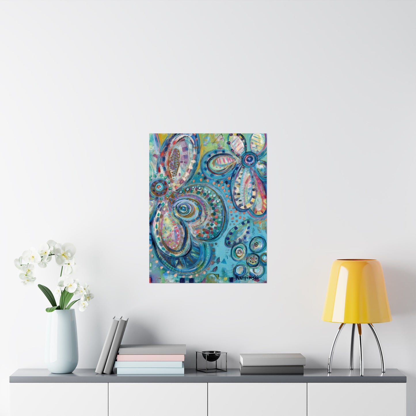 Flower Nature Art Poster Print Contemporary Artwork - World Love by Leslie Karpinski