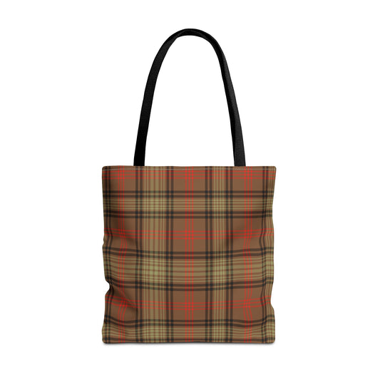 Brown Orange Tartan Plaid Canvas Tote Bag Personalized Reusable Shopping Bag - Saiko Studio