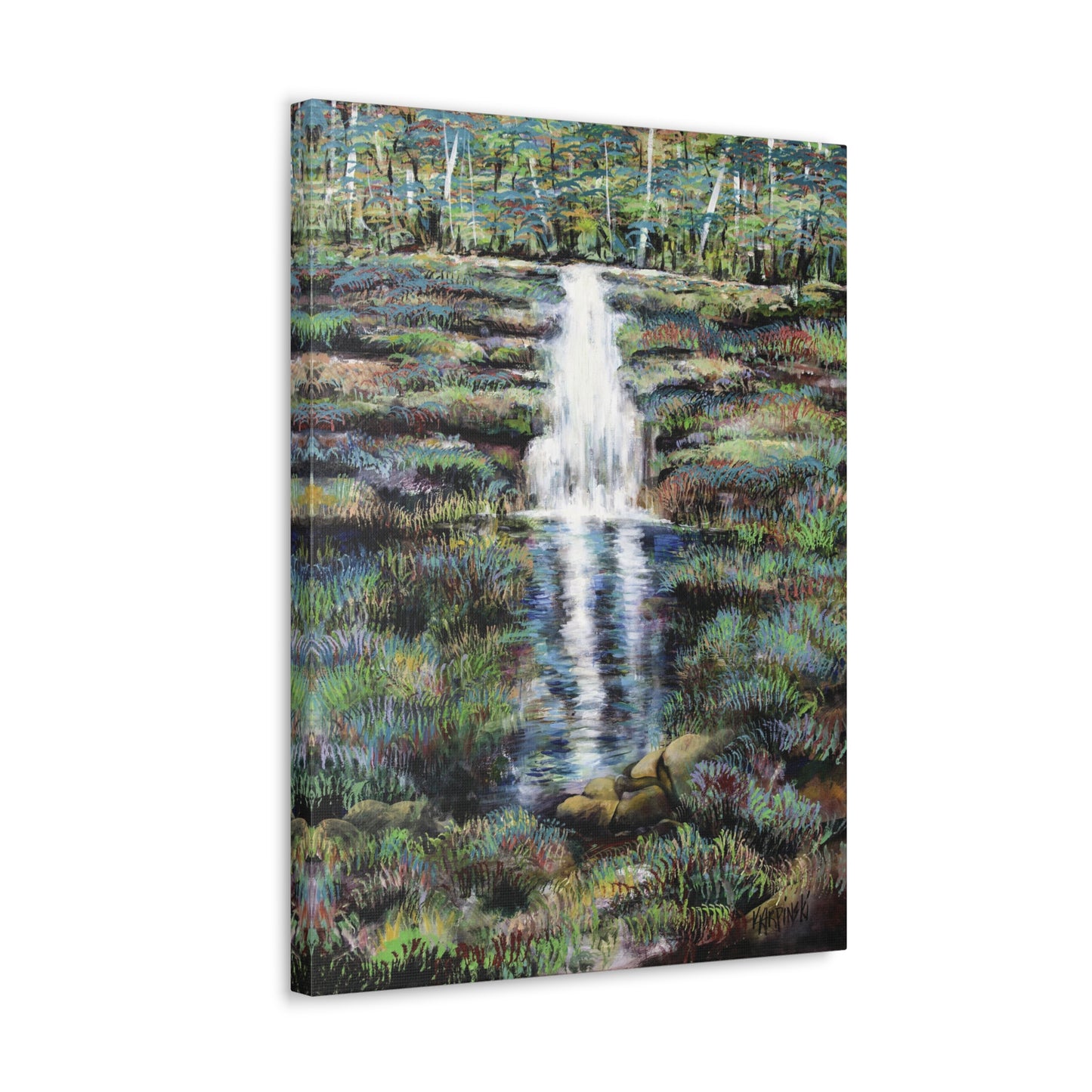 Waterfall Nature Canvas Art Print - Leslie Karpinski