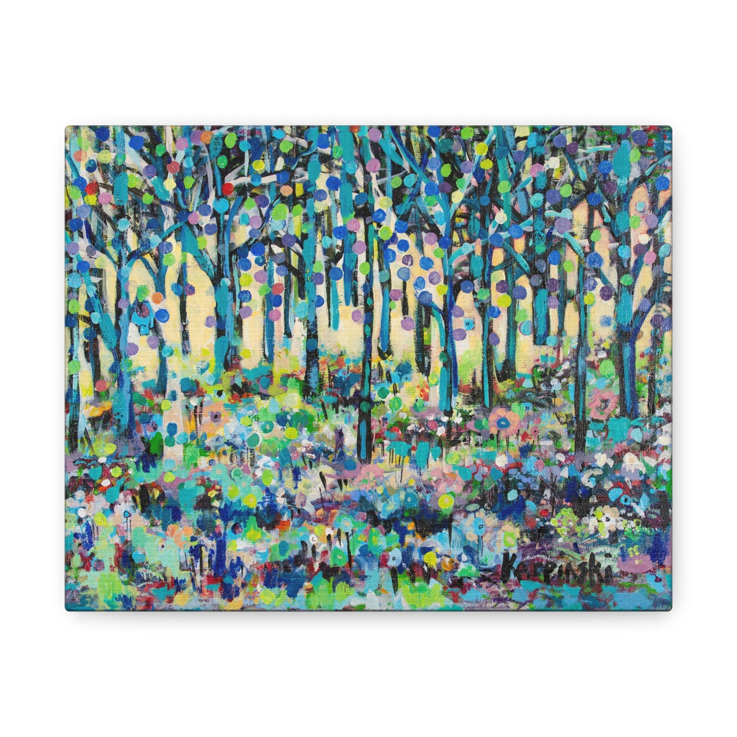 Colorful Landscape Tree Art Abstract Canvas Fine Art Print - Circle Of Tree by Leslie Karpinski