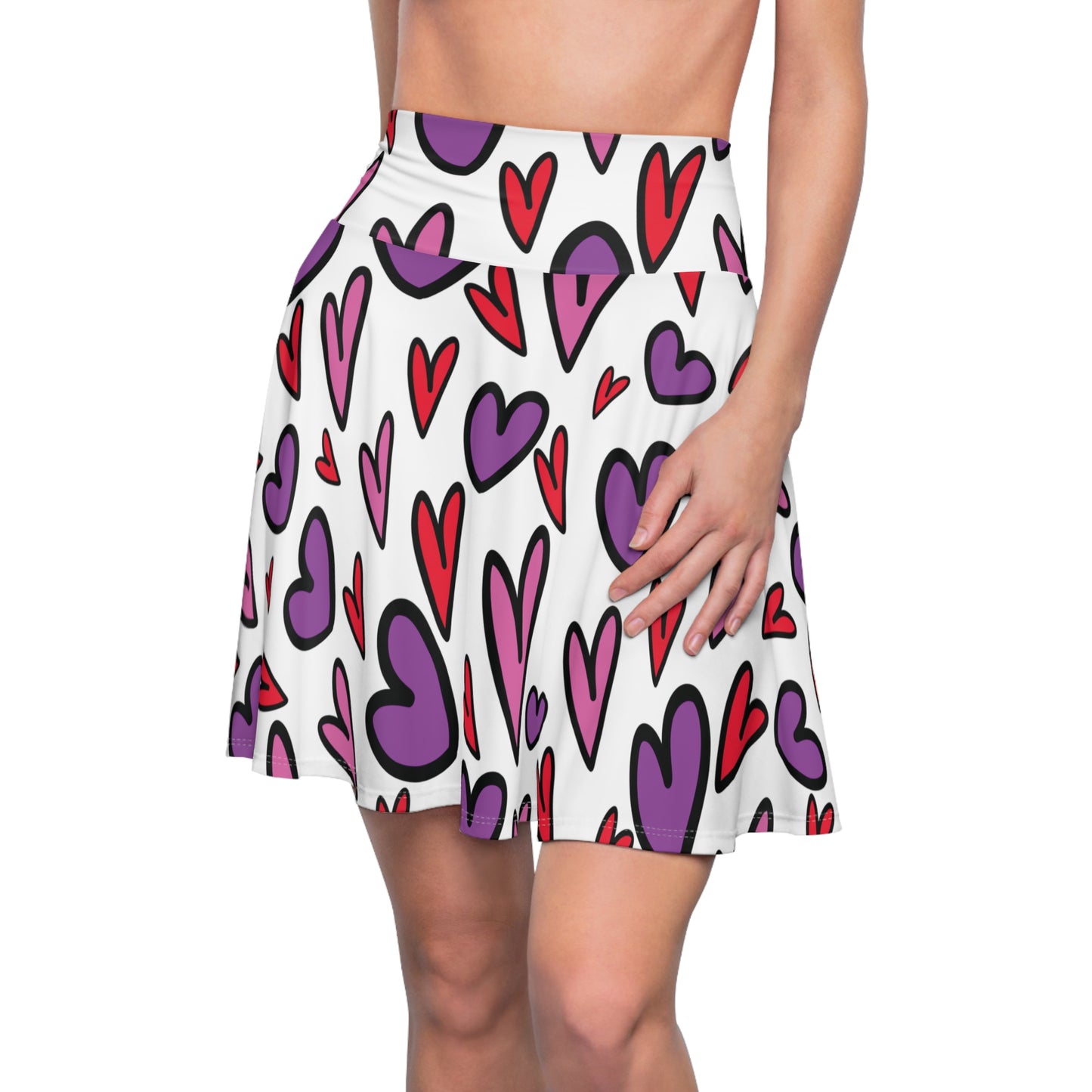 Valentines Heart Womens Skater Skirt - Saiko Studio