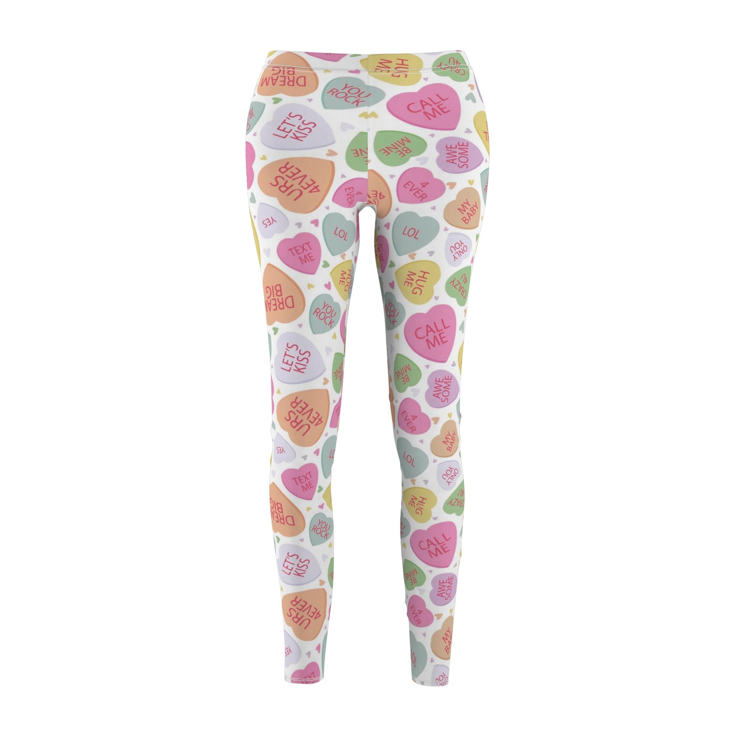 Conversation Candy Heart Valentines Womens Leggings - Saiko Studio