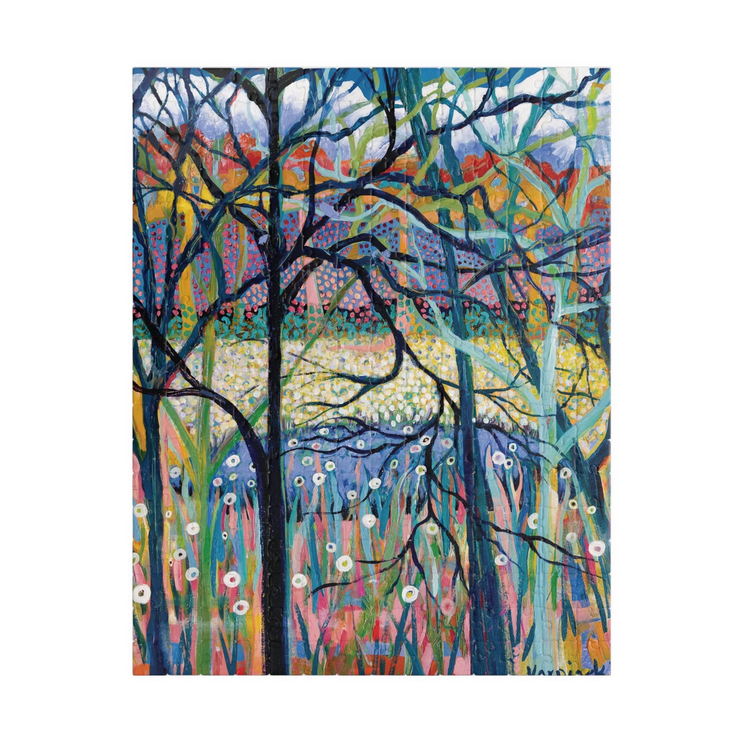 Tree Landscape Nature Art Adult Wood Jigsaw Puzzle - Stillness by Leslie Karpinski