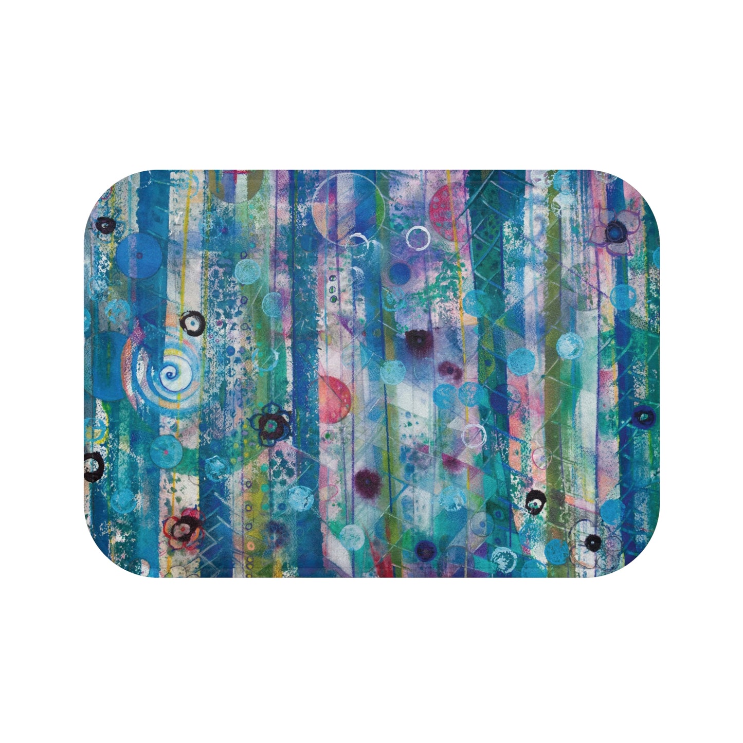 Abstract Art Landscape Memory Foam Non Slip Bath Mat - Dreaming Trees by Leslie Karpinski