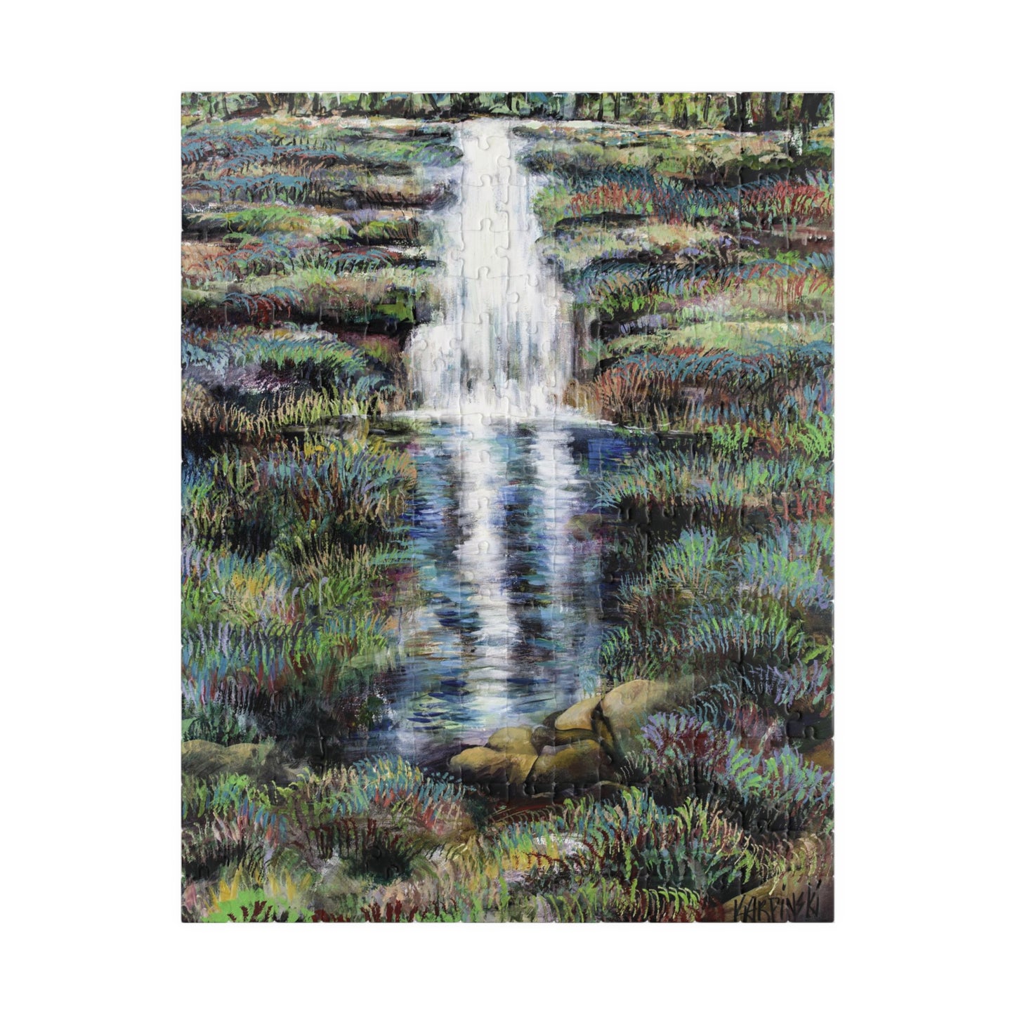 Waterfall Jigsaw Art Nature Scene Adult Puzzles Wood - Leslie Karpinski