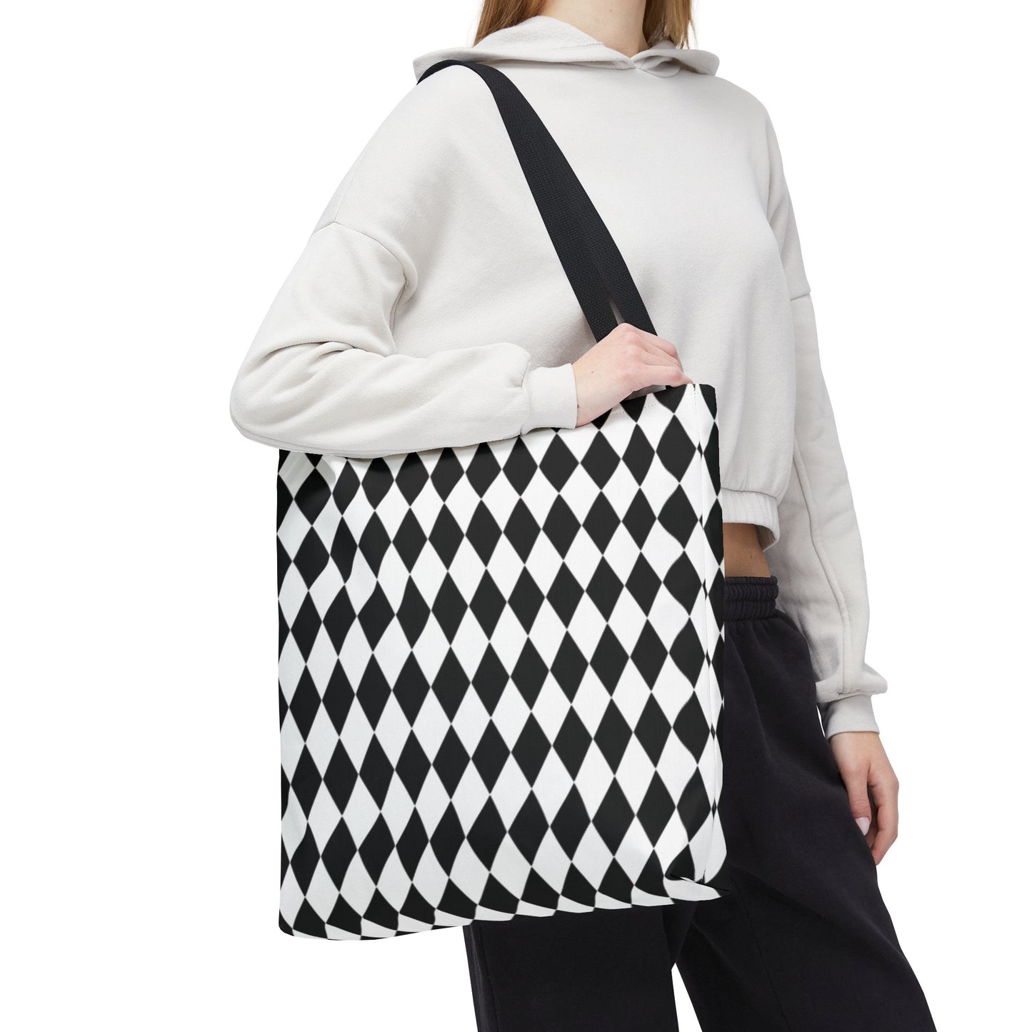 Black White Harlequin Canvas Tote Bag - Saiko Studio