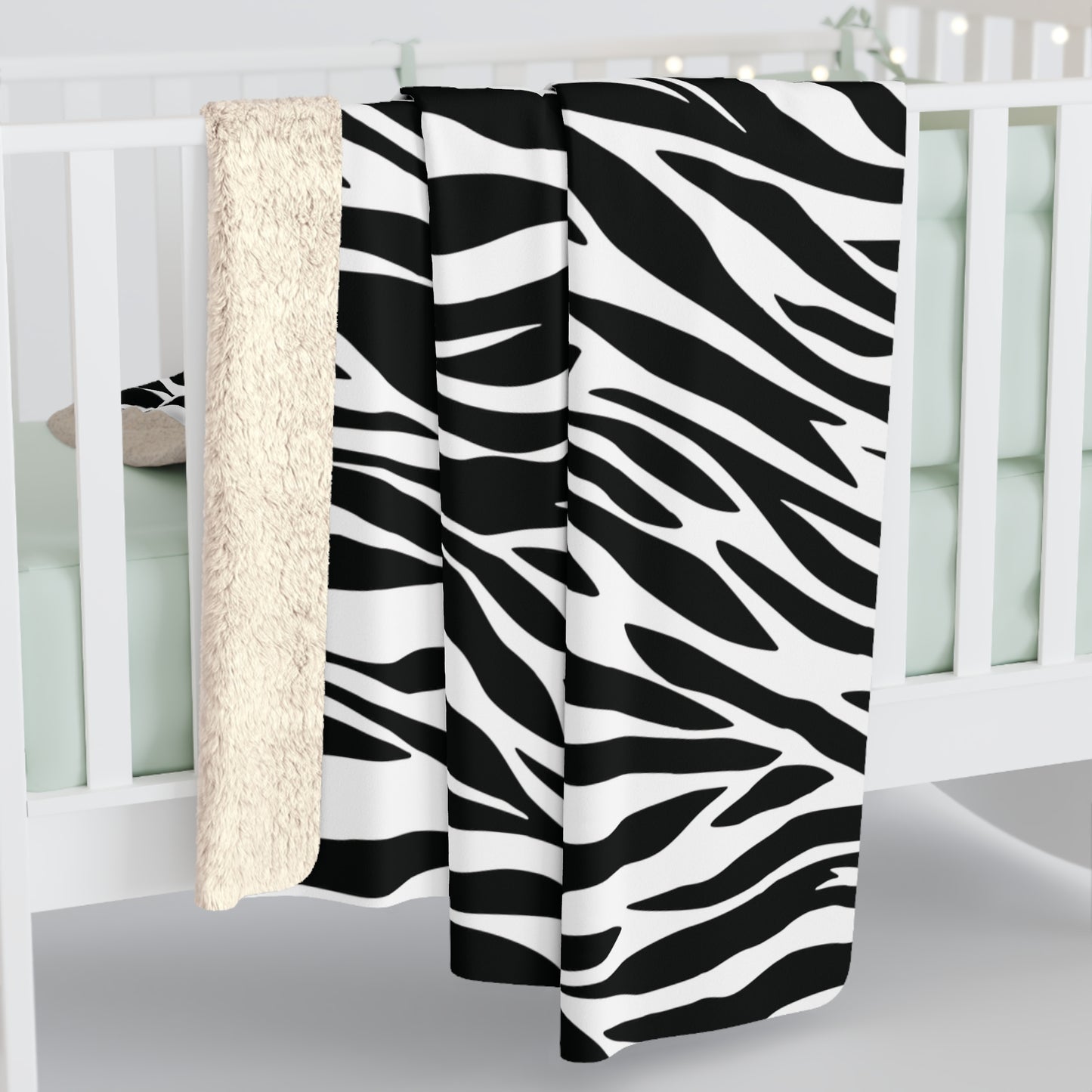 Zebra Animal Print Sherpa Fleece Sofa Blanket - Saiko Studio