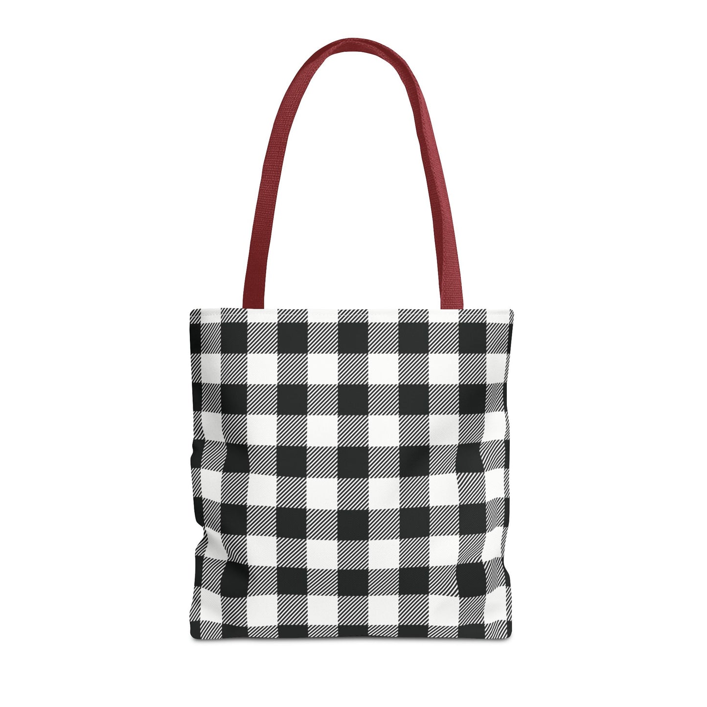 Black White Buffalo Plaid Canvas Tote Bag Personalized Reusable Shopping Bag - Saiko Studio