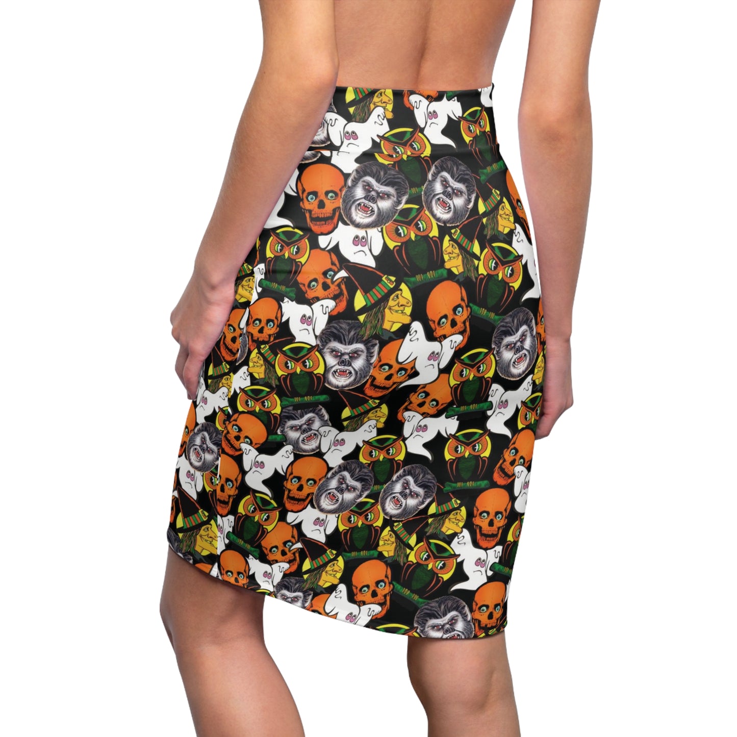 Vintag Halloween Mid Century Womens Tight Short Pencil Skirt - Saiko Studio
