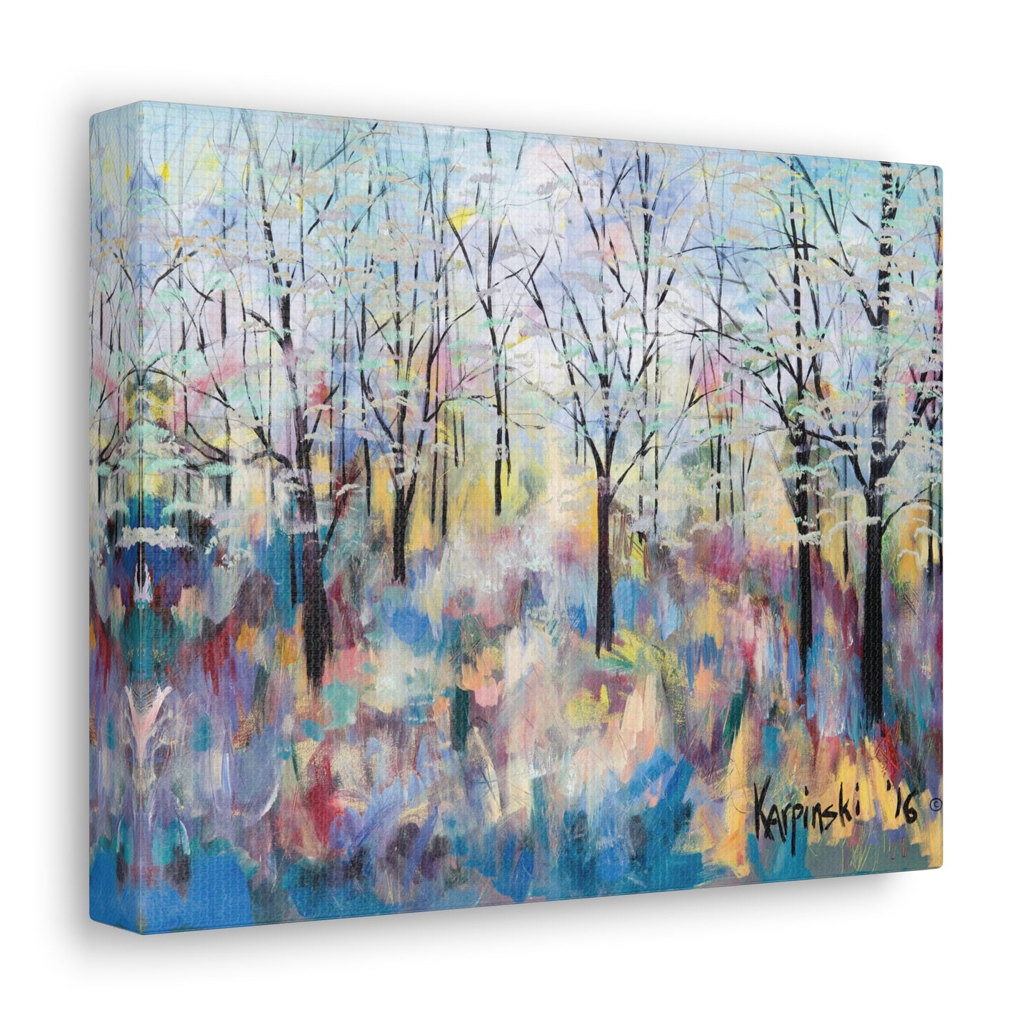 Landscape Nature Canvas Abstract Artwork Colorful Tree Art - Blue Ridge Parkway by Leslie Karpinski
