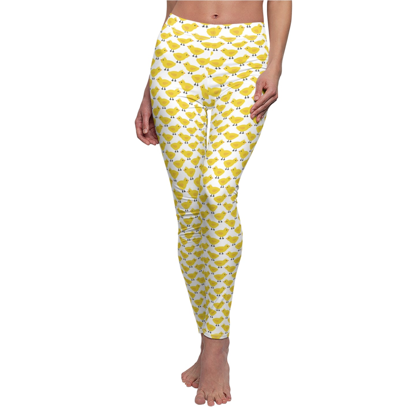 Yellow Easter Chick Womens Leggings Yoga Pants - Saiko Studio