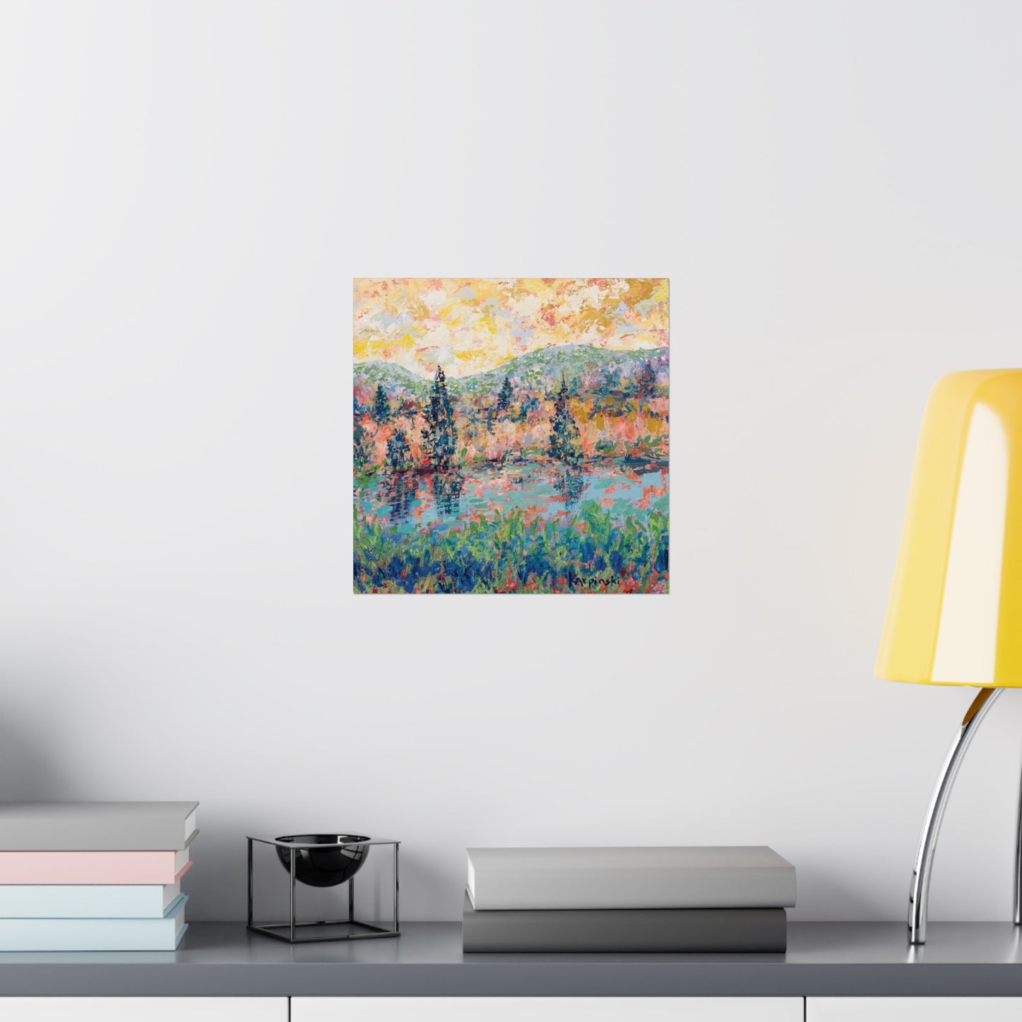 Colorful Landscape Nature Art Poster Print - The River People by Leslie Karpinski