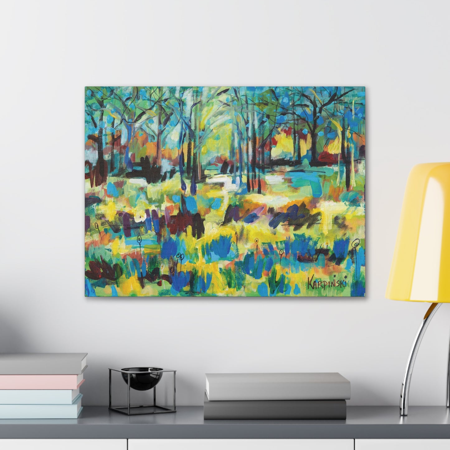Landscape Canvas Art Nature Tree Abstract Artwork - Color Blast Through Trees By Leslie Karpinski