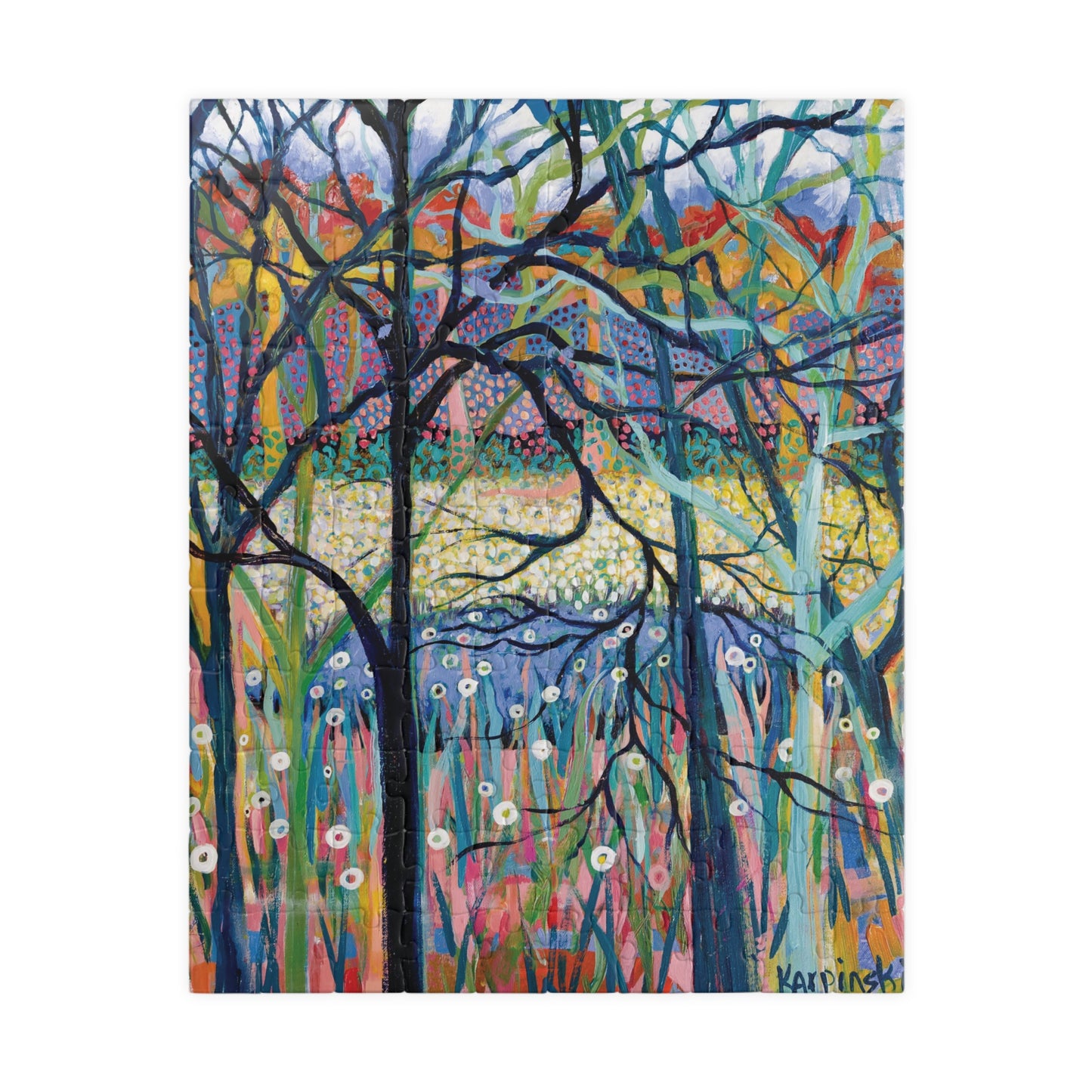 Tree Landscape Nature Art Adult Wood Jigsaw Puzzle - Stillness by Leslie Karpinski