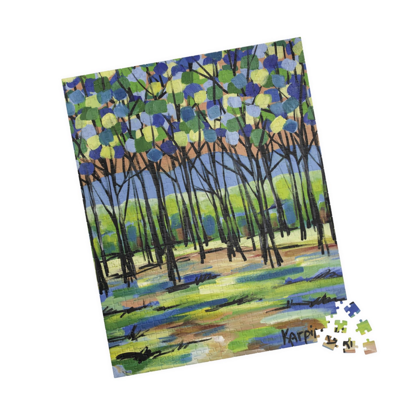 Island Tree Landscape Nature Art Adult Wood Jigsaw Puzzle - By Leslie Karpinski