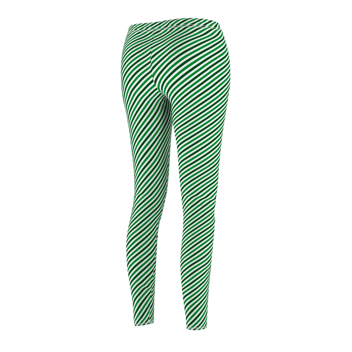 Green White Diagonal Striped Womens St Patricks Day Leggings - Saiko Studio