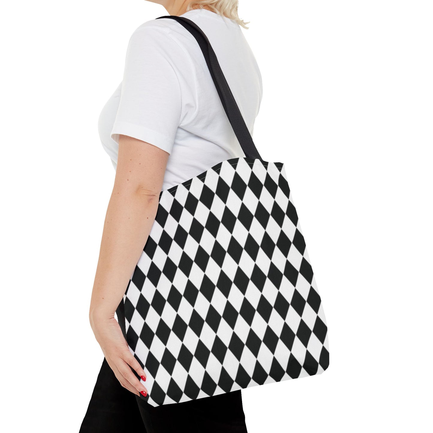 Harlequin Canvas Tote Bag Diamond Print Reusable Shopping Bag - Saiko Studio