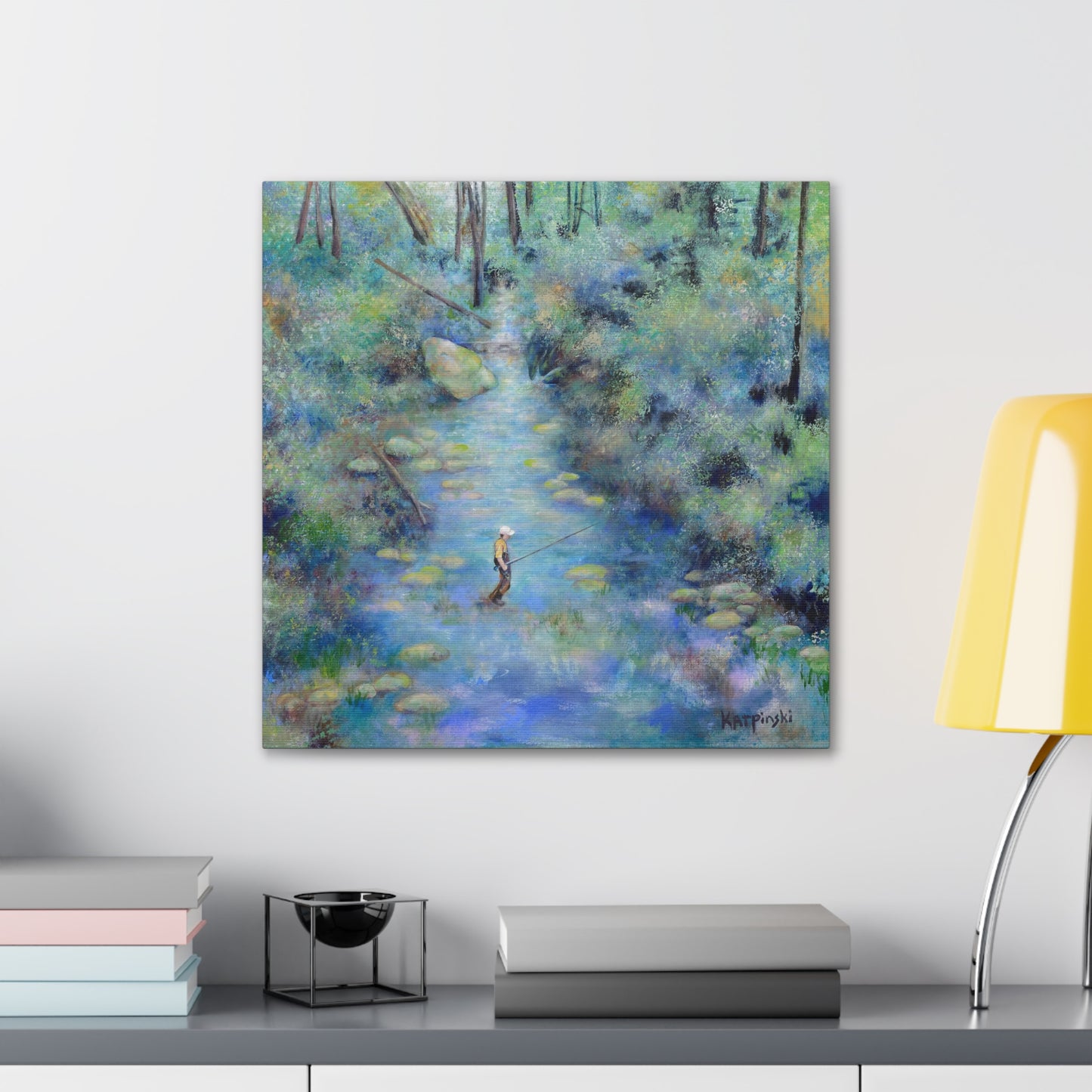 Fishing Nature River Landscape Canvas Art Print - River Wonders by Leslie Karpinski